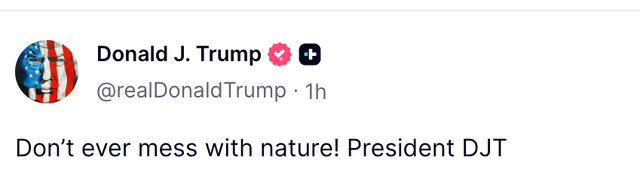 Trump’s Truth Social post (video ommitted)
