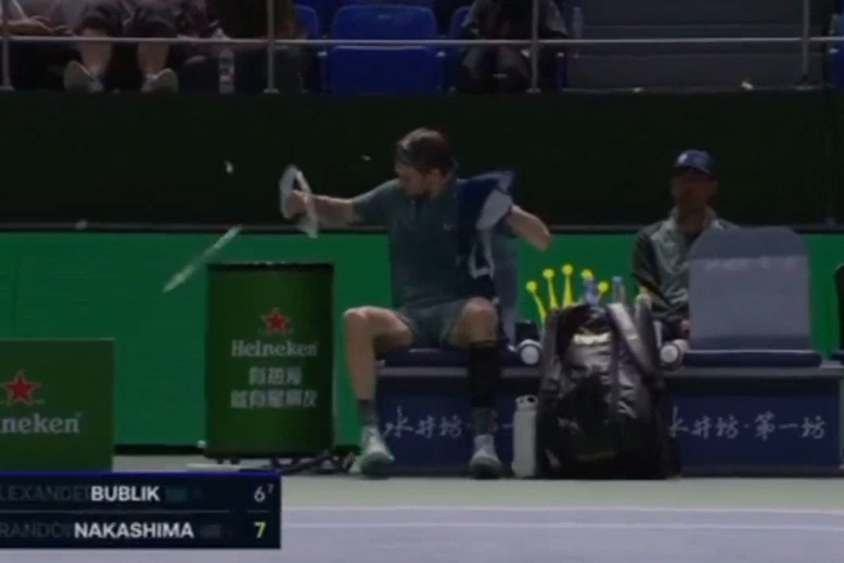 Bublik cuts hand smashing cooler after racket meltdown in Shanghai