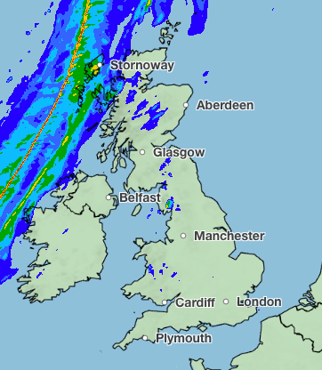 Rain is forecast to hit parts of Scotland on Wednesday afternoon