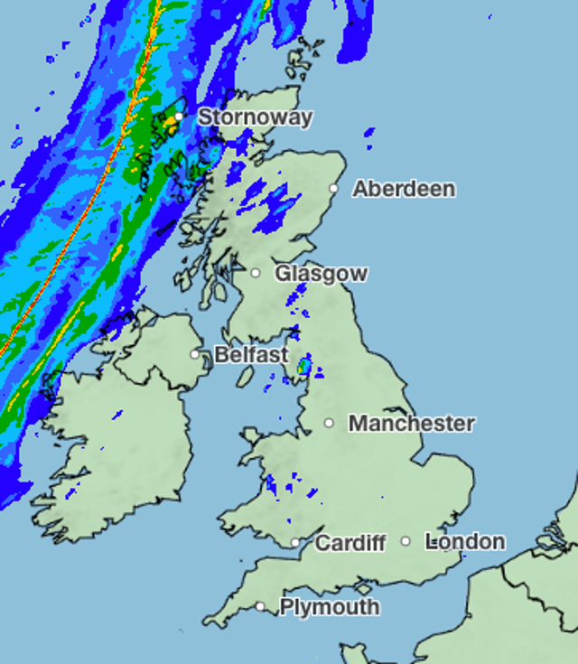 Rain is forecast to hit parts of Scotland on Wednesday afternoon