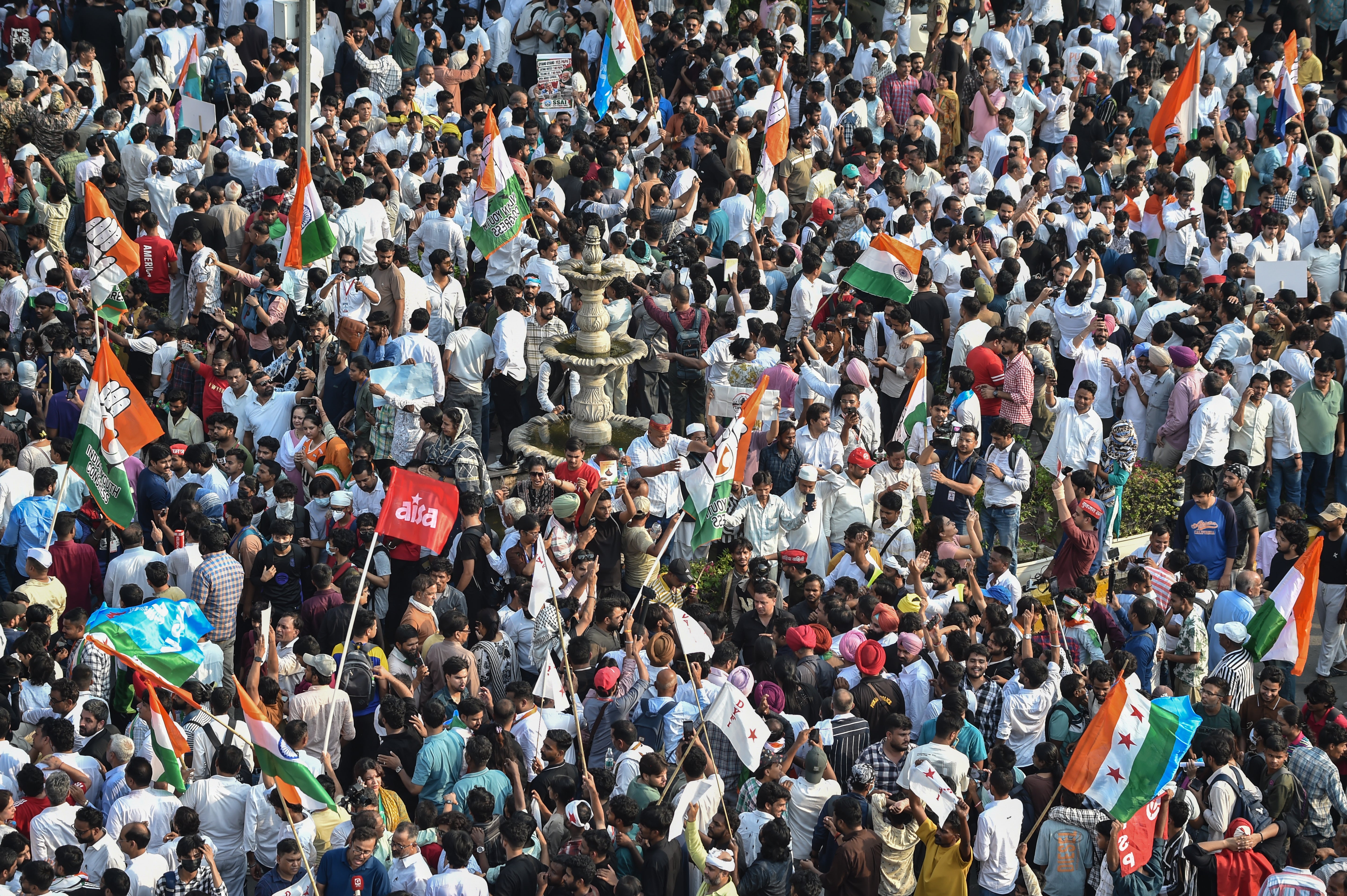 Protesters march in Delhi on 12 October 2026 (Getty)