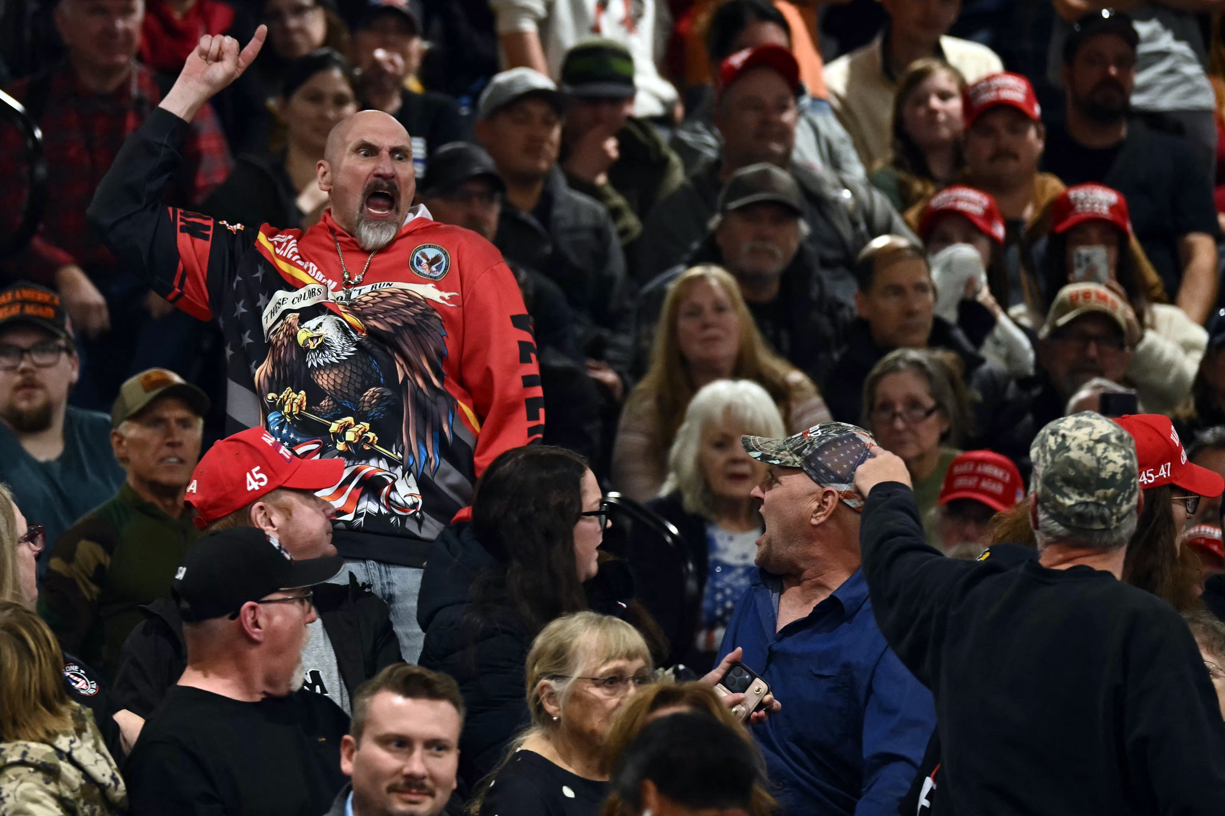 ‘He’s now got the displeasure of going home to his mother and father, who both voted for me, by the way,’ Trump said of a protester who interrupted his rally in Wasilla Tuesday