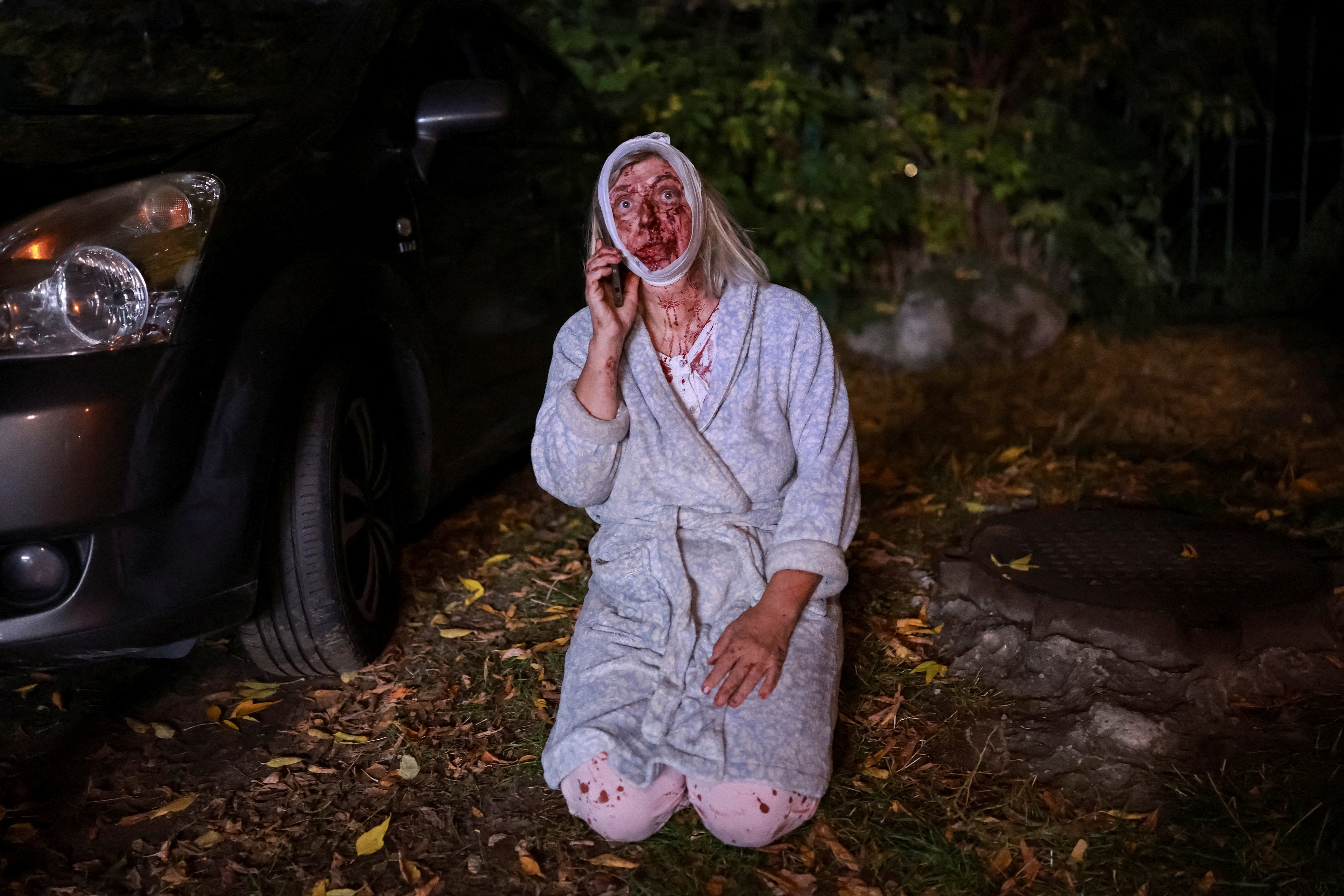 The aftermath of a Russian missile strike in Kyiv