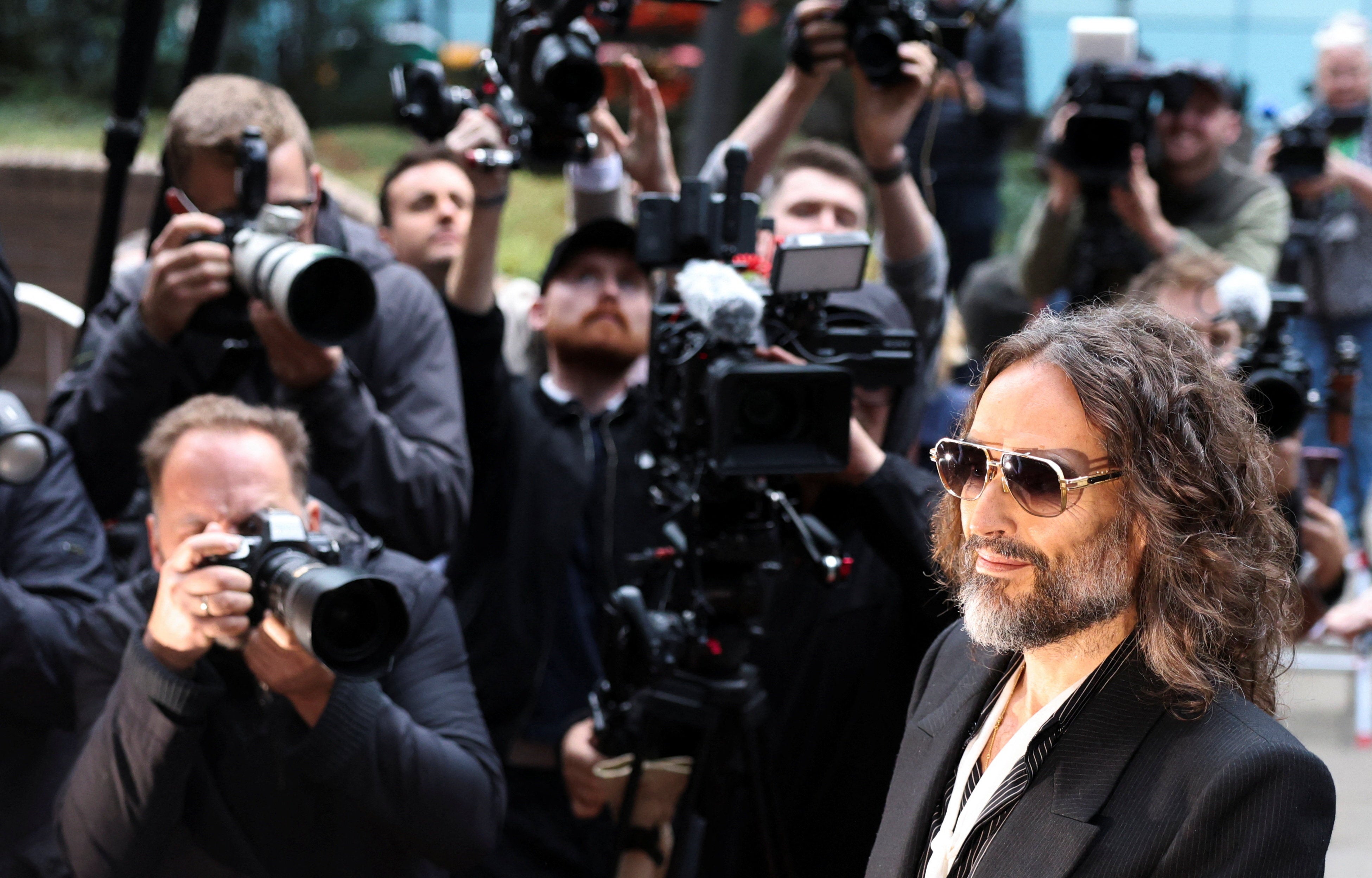 Russell Brand pictured outside court