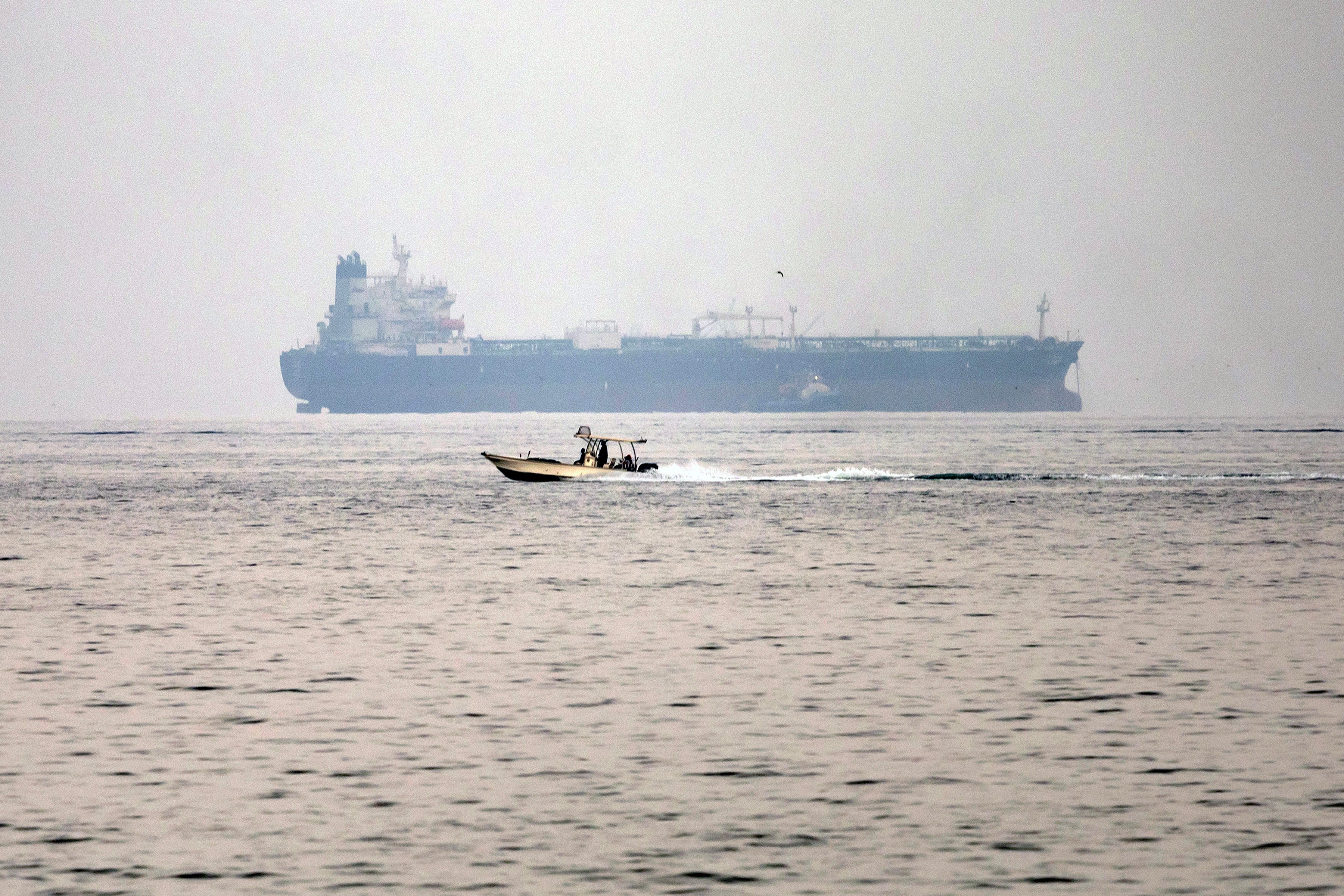 A vessel transits the Gulf of Oman off the coast of Khor Fakkan in the emirate of Sharjah in the east of the UAE.