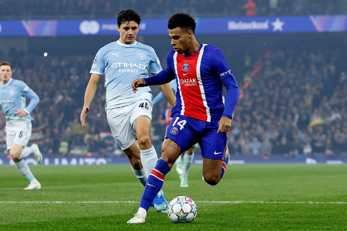 Man City v PSG LIVE: Stunned hosts concede twice in two minutes in Champions League as Guardiola watches on