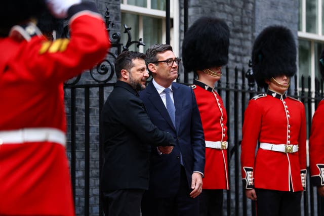 Mr Zelensky was given an unprecedented honour guard as he arrived in Downing Street