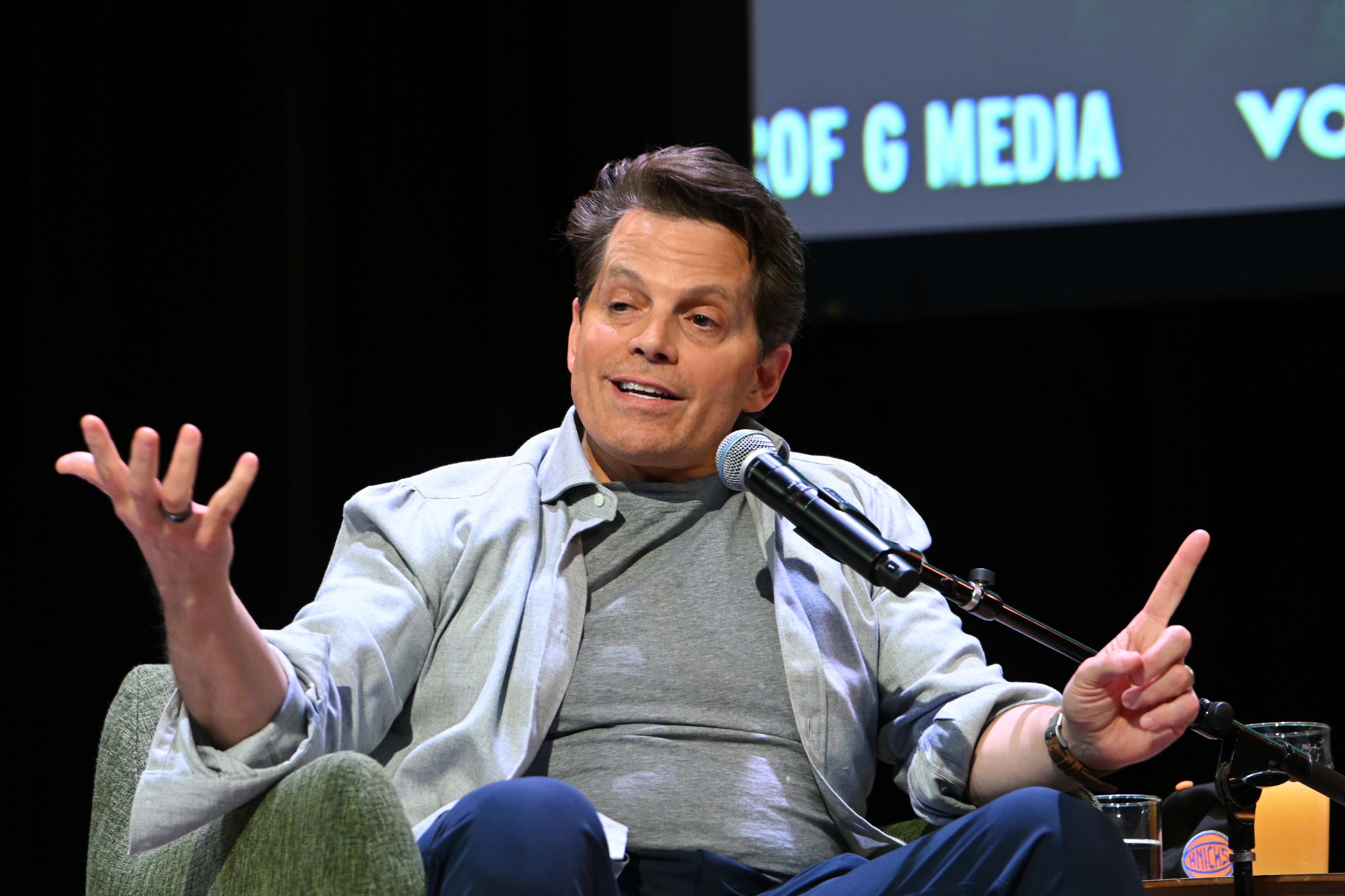 ‘You could say that the president’s bi curious by the way he’s talking about the guy,’ Scaramucci said in reaction to Trump’s bizarre remarks. ‘Or you could say that the president is an entertainer and he thinks his job is to go to those things and make people laugh’
