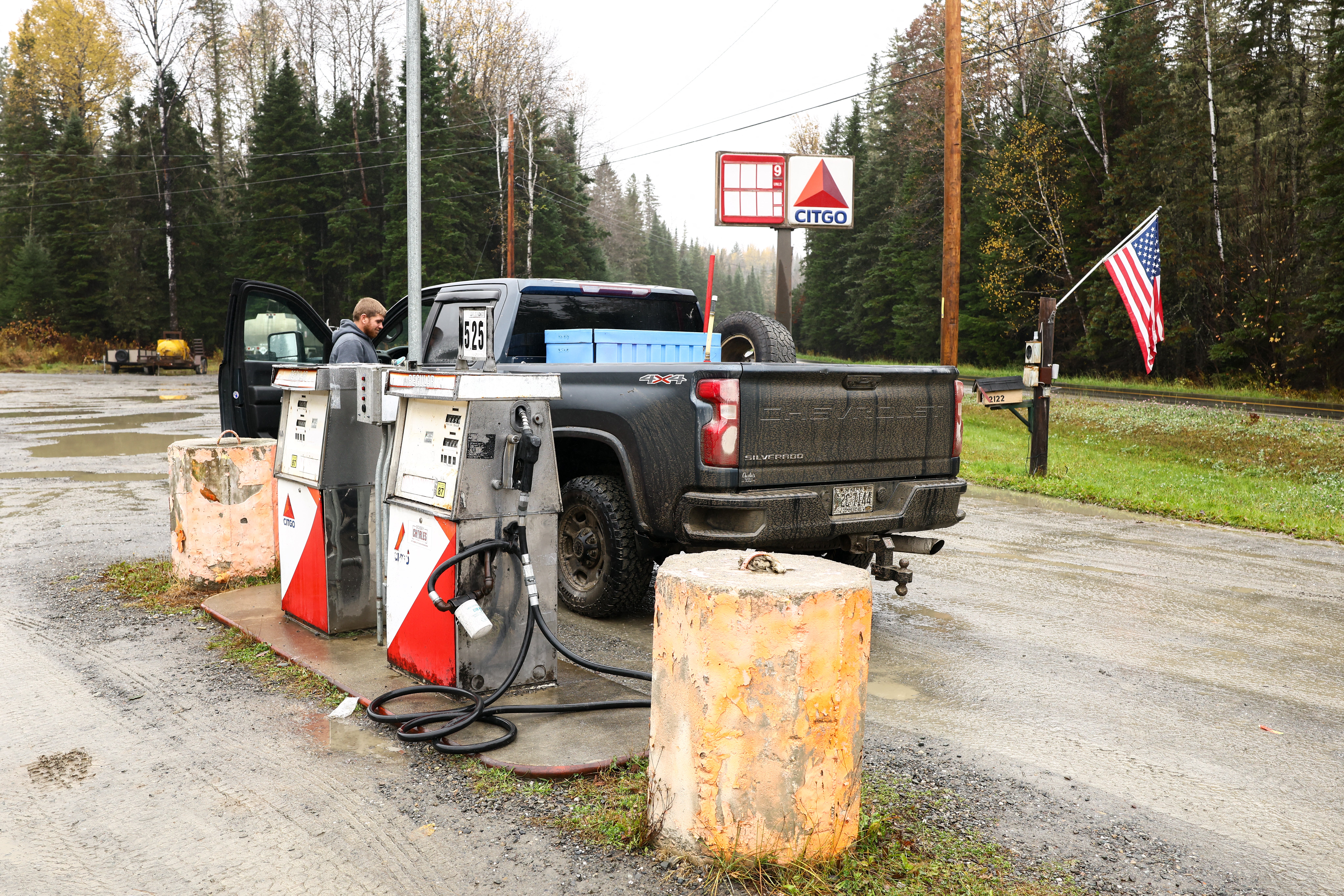 A gas pump is pictured at a gas station in Allagash, Maine