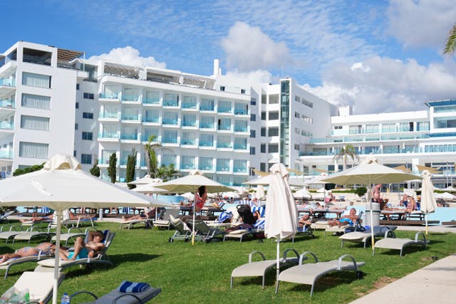 Foster’s son died after falling from the fourth floor of the King Evelthon Beach Hotel and Resort ( PA )