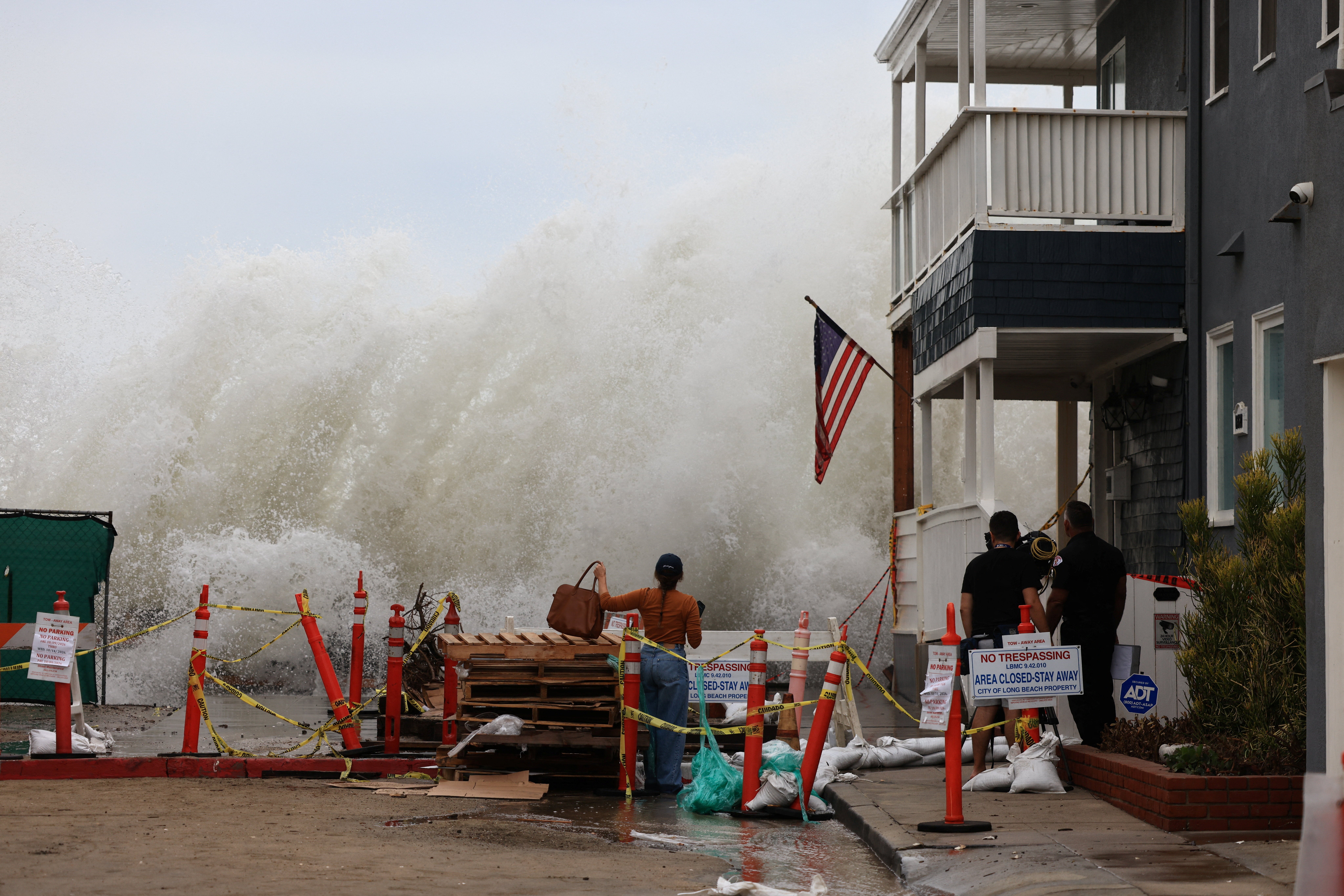 Tropical Storm Rachel and El Nino-fueled waves pound the boardwalk in Long Beach, California