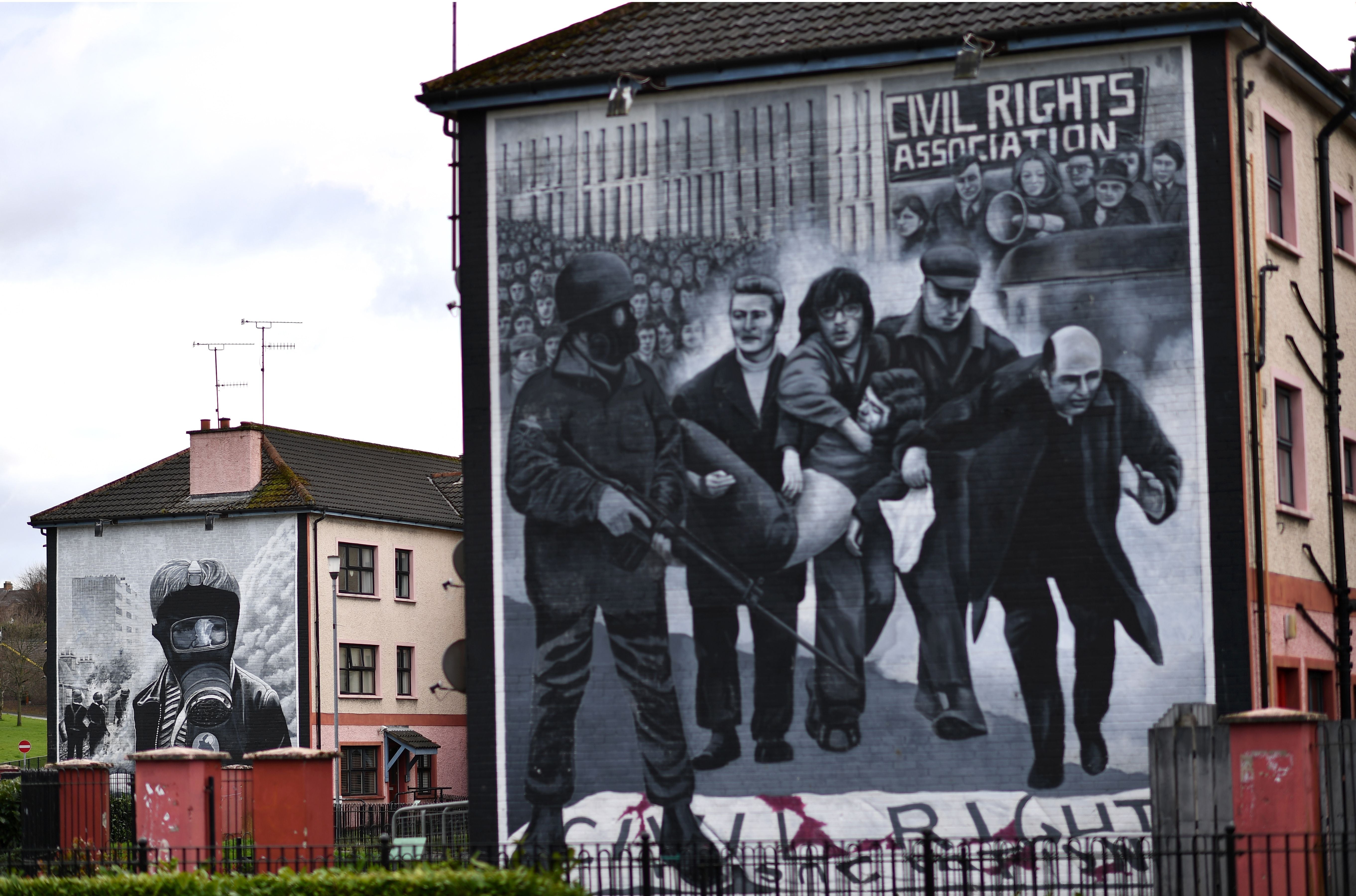 Republican murals pictured in the Bogside area of Derry in 2017