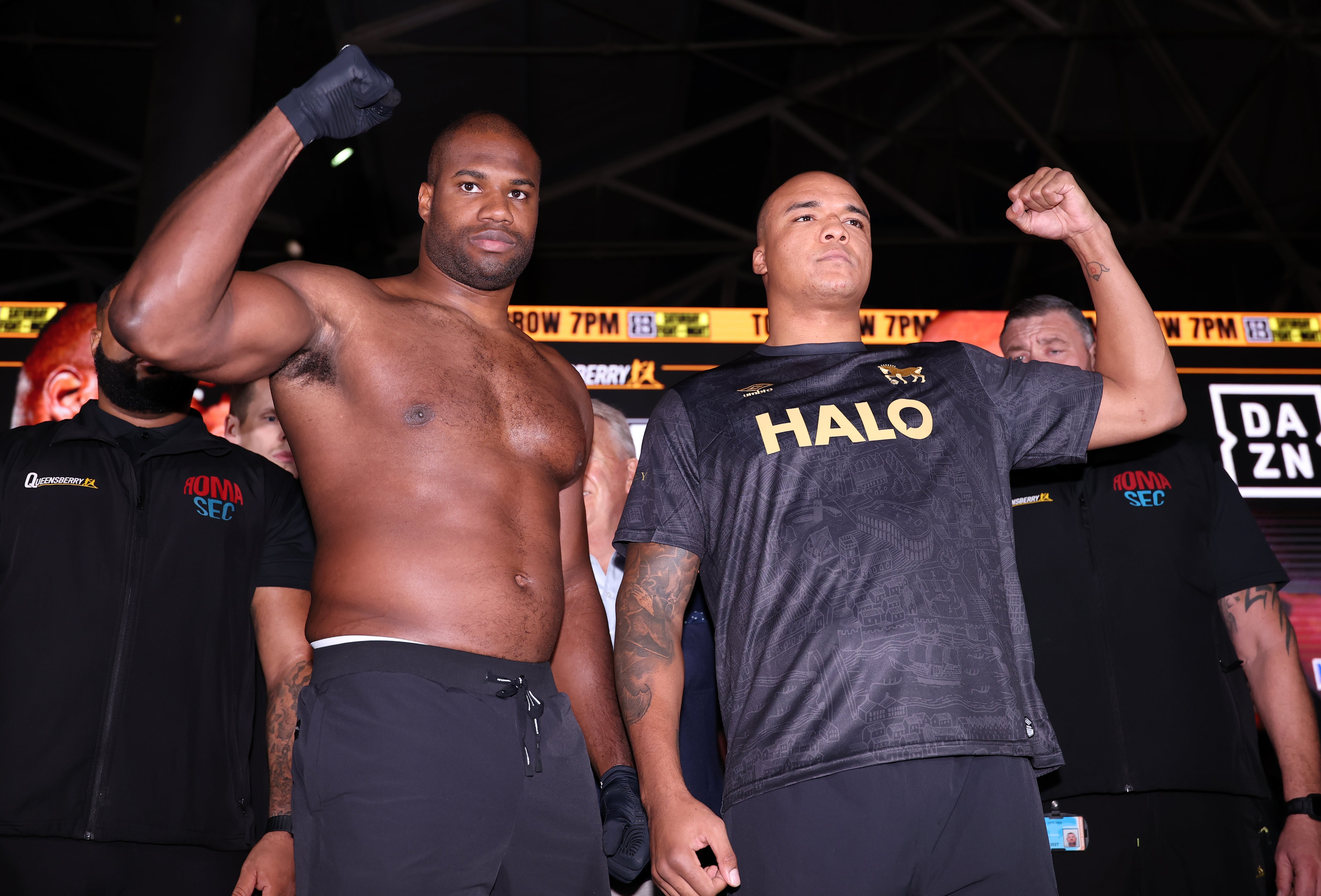 Daniel Dubois (left) and Fabio Wardley at the ceremonial weigh-ins