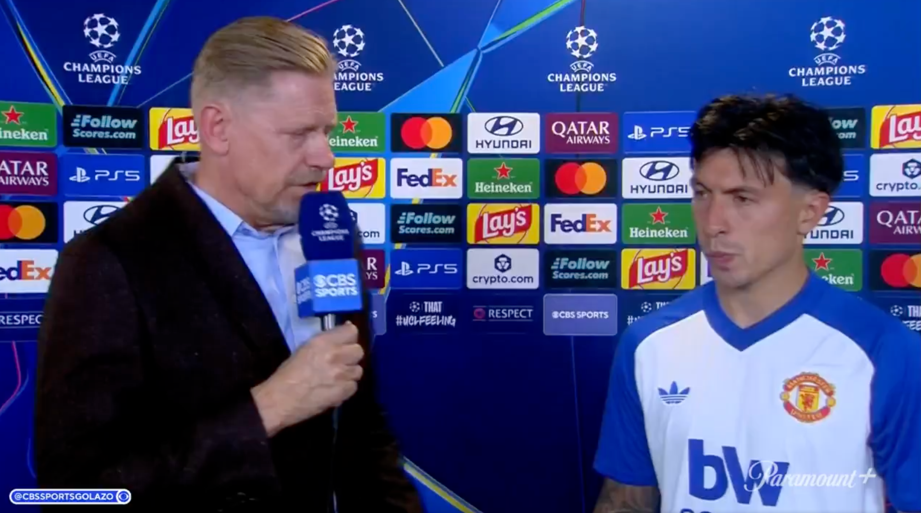 Peter Schmeichel interviewed Lisandro Martinez as the Man United defender called out the club's hierarchy