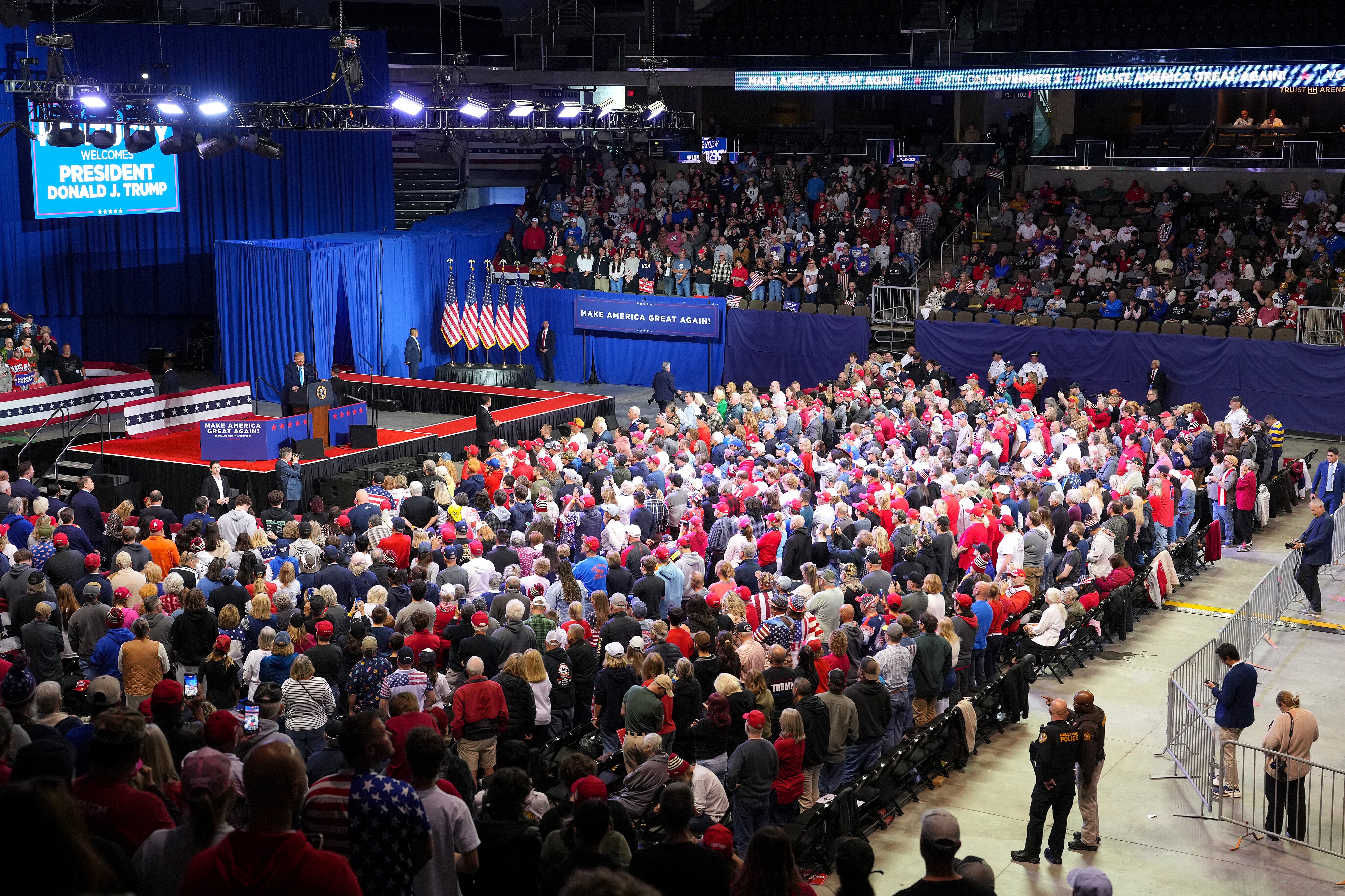 ‘It was just announced that under Republican leadership, incomes have soared to the highest level ever,’ Trump said, adding that the ‘poverty rate has just reached the best number we've ever had’