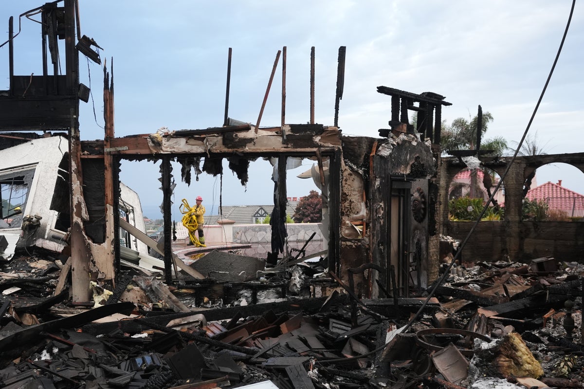 Photos show wildfire fueled by high winds engulfing coastal homes in Southern California
