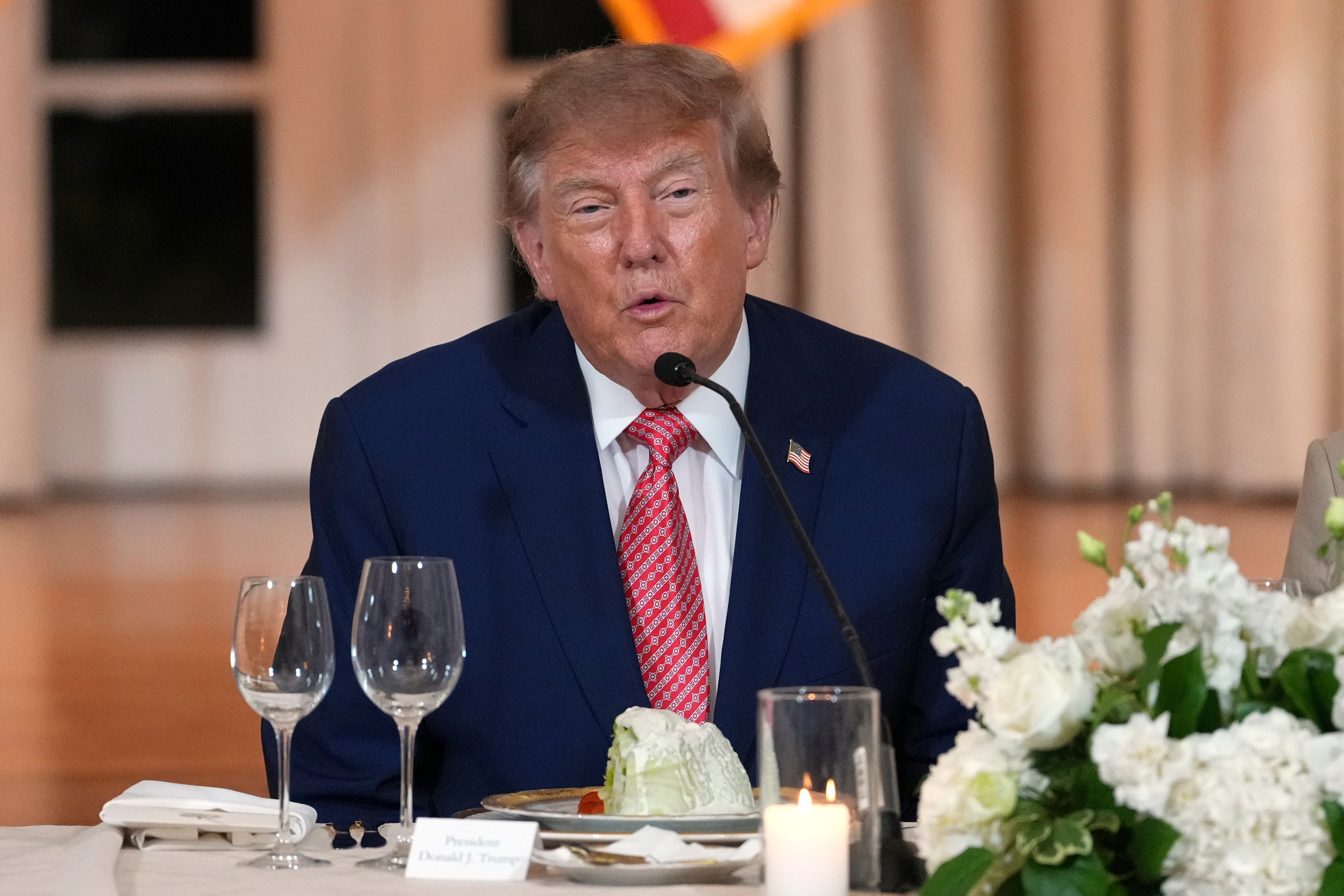 President Donald Trump speaks at a dinner at his Mar-a-Lago club, Saturday, 17 October 2026, in Palm Beach