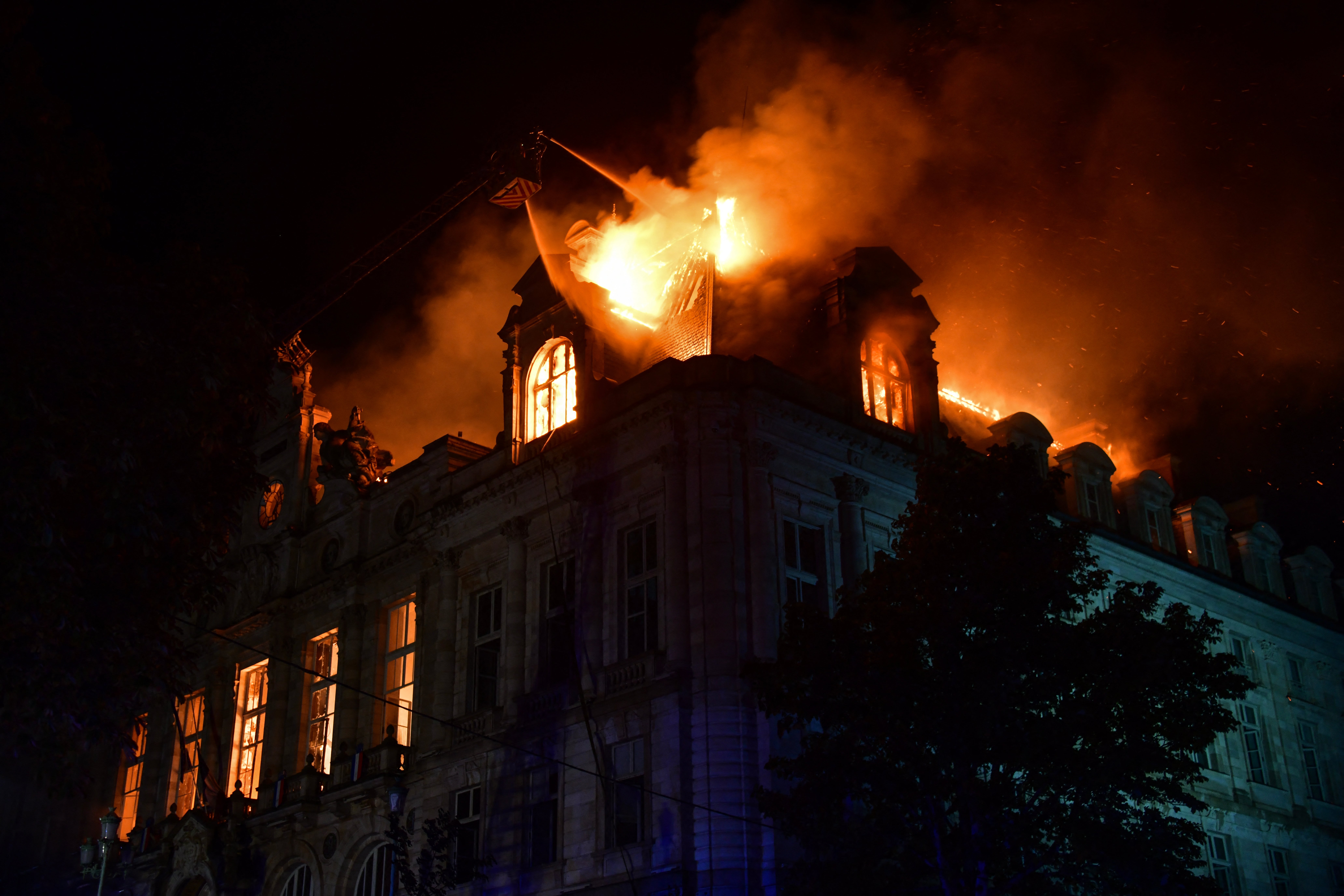 Limoges city hall was set ablaze after a group of individuals forced entry into the building on Saturday