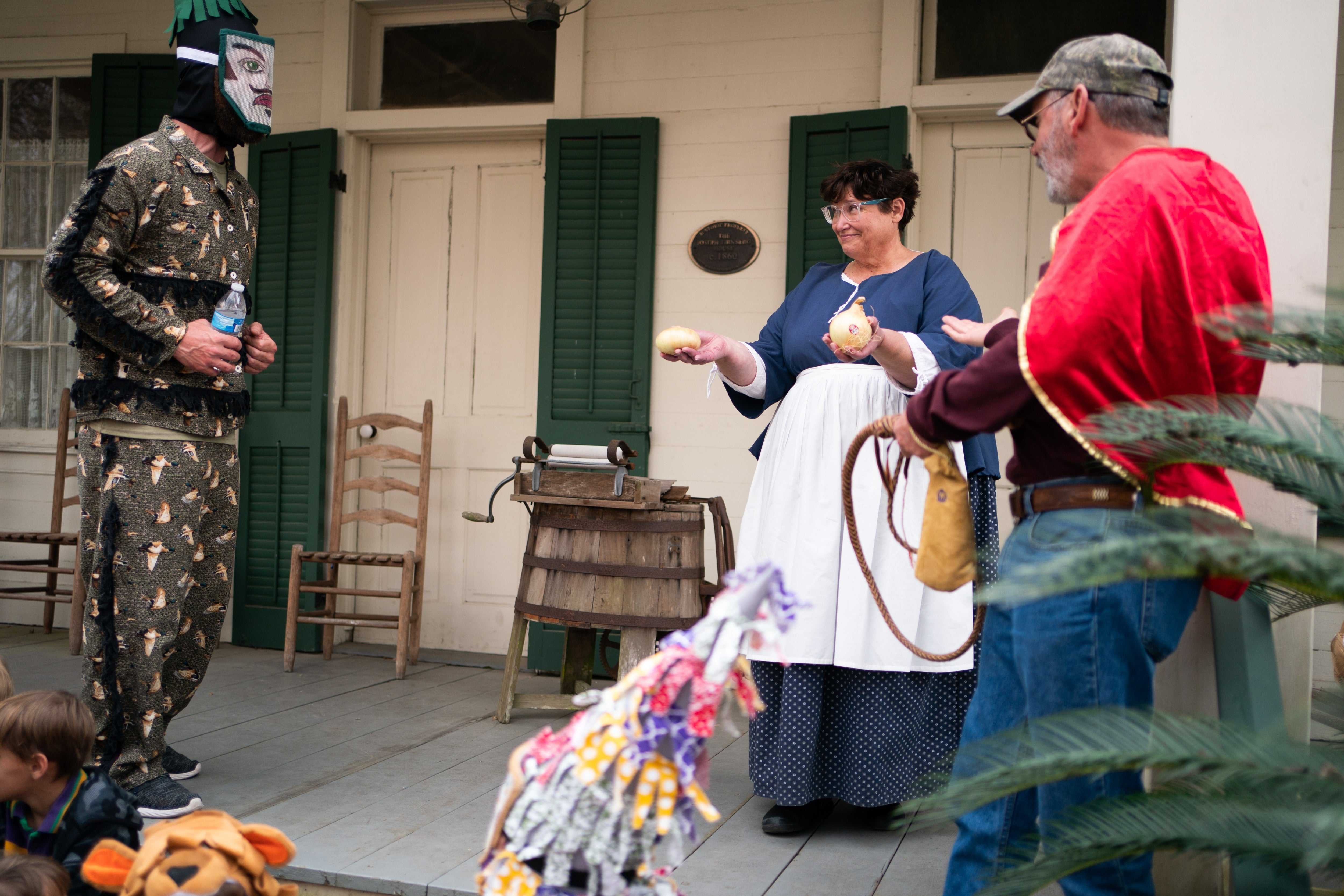 Offering ingredients to cook gumbo at Lafayette Mardi Gras