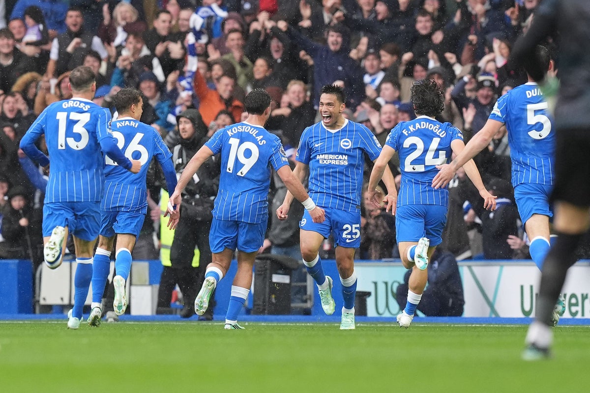 Gomez's halfway-line wonder goal powers Brighton past Palace