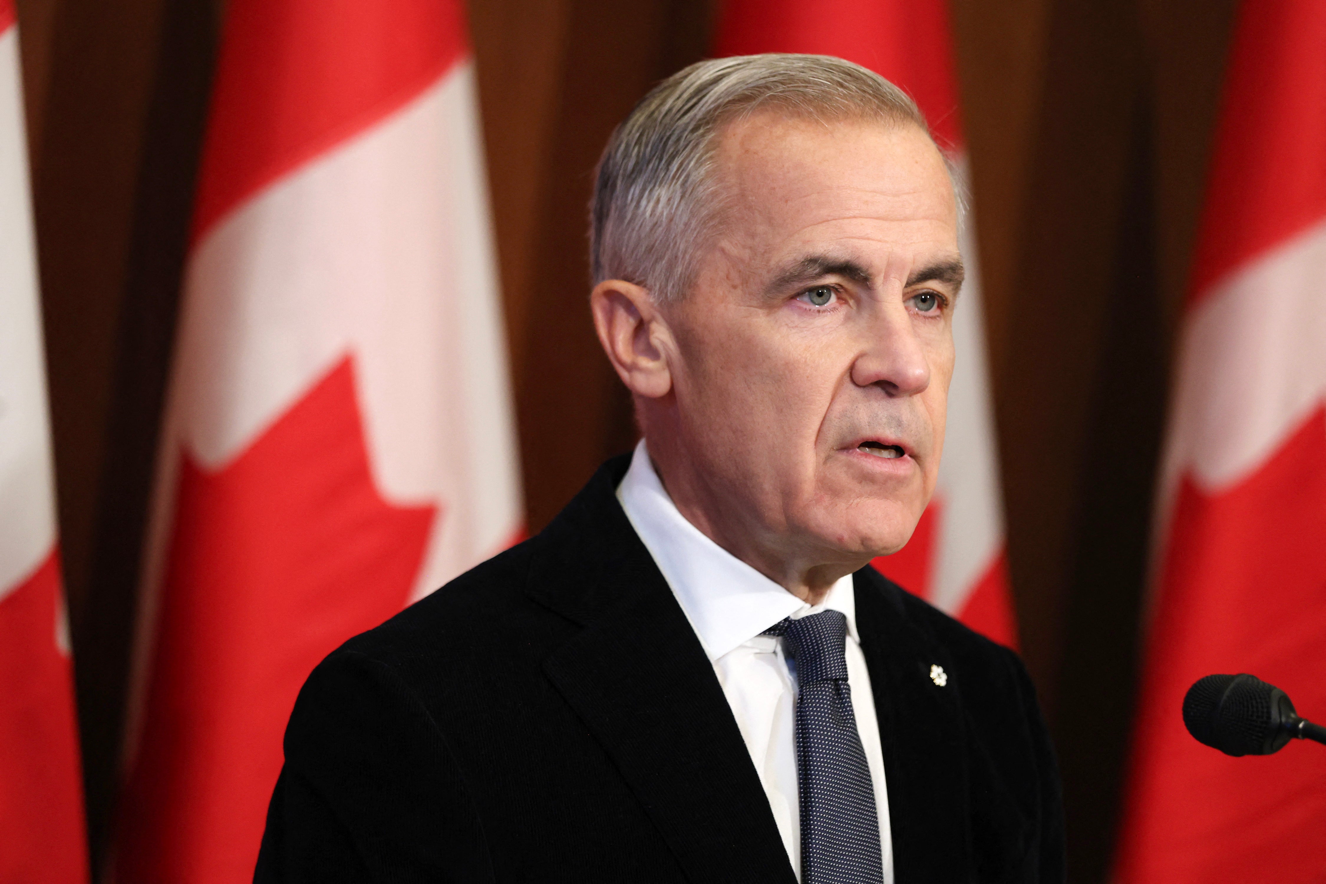 Canadian Prime Minister Mark Carney speaks about the incident at the Canadian Forces Base (CFB) Wainwright, at Parliament Hill in Ottawa, Ontario, Canada, on October 18, 2026