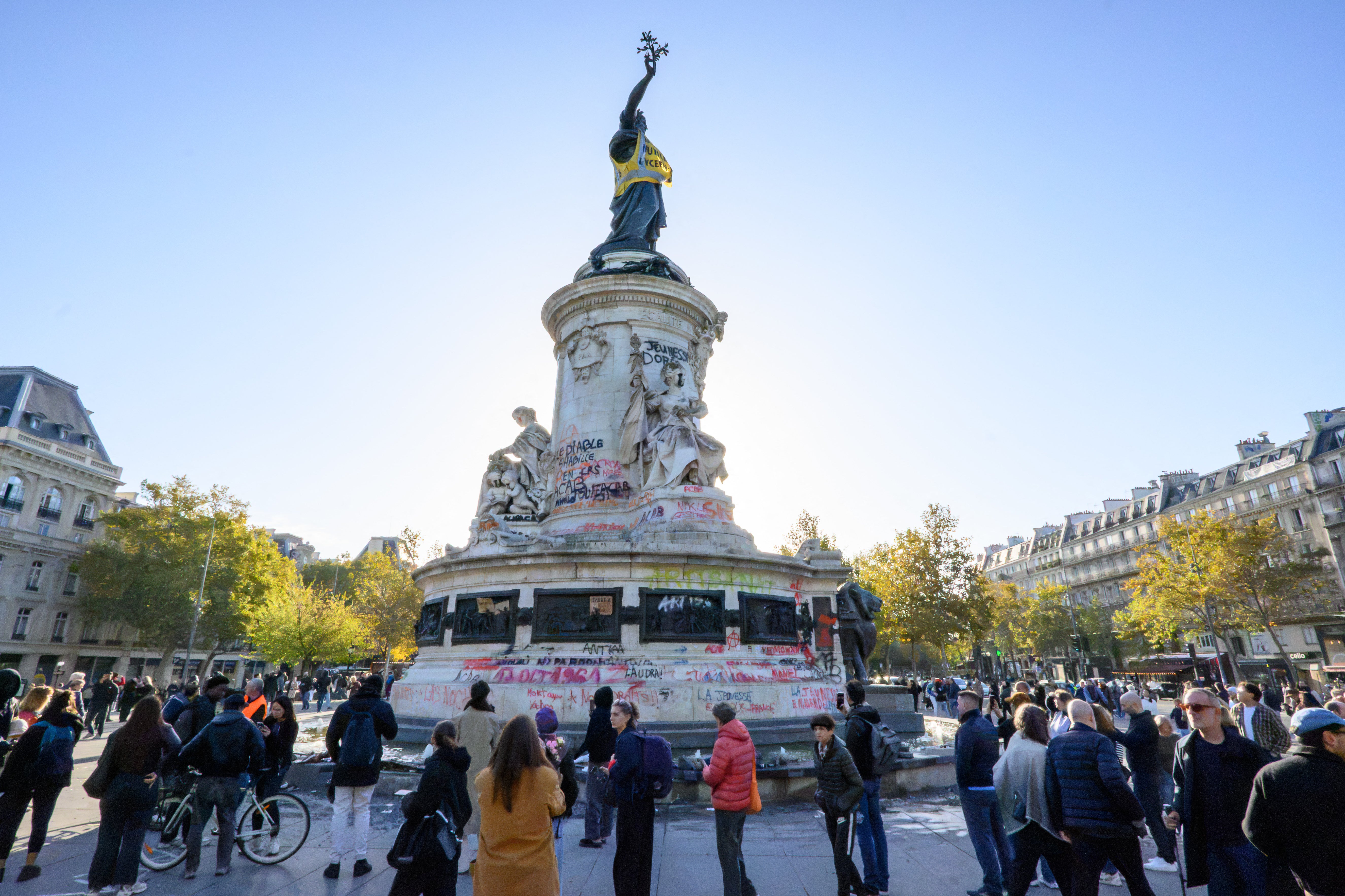 Damage at Place de La Republique, Paris