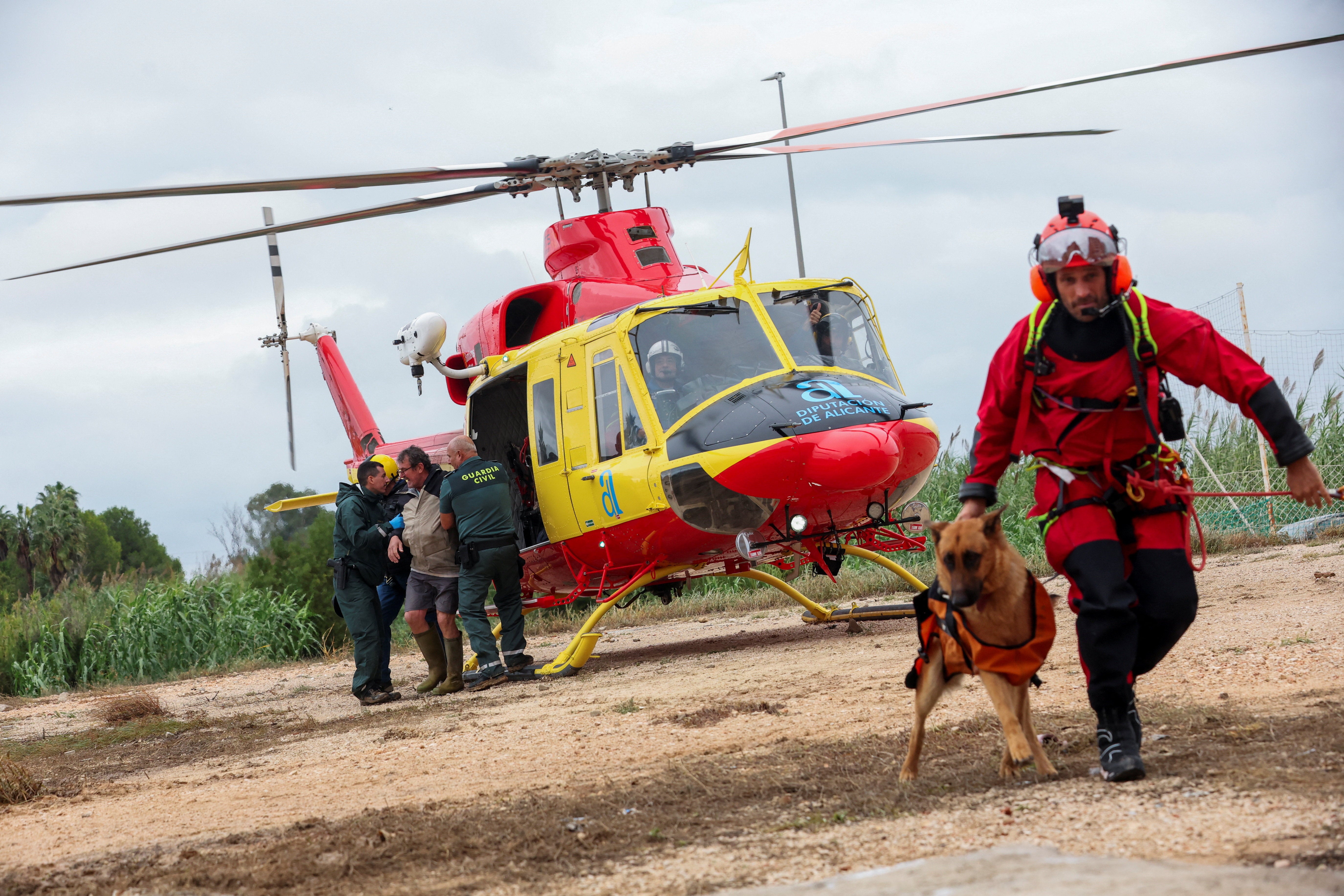 People were rescued by helicopter