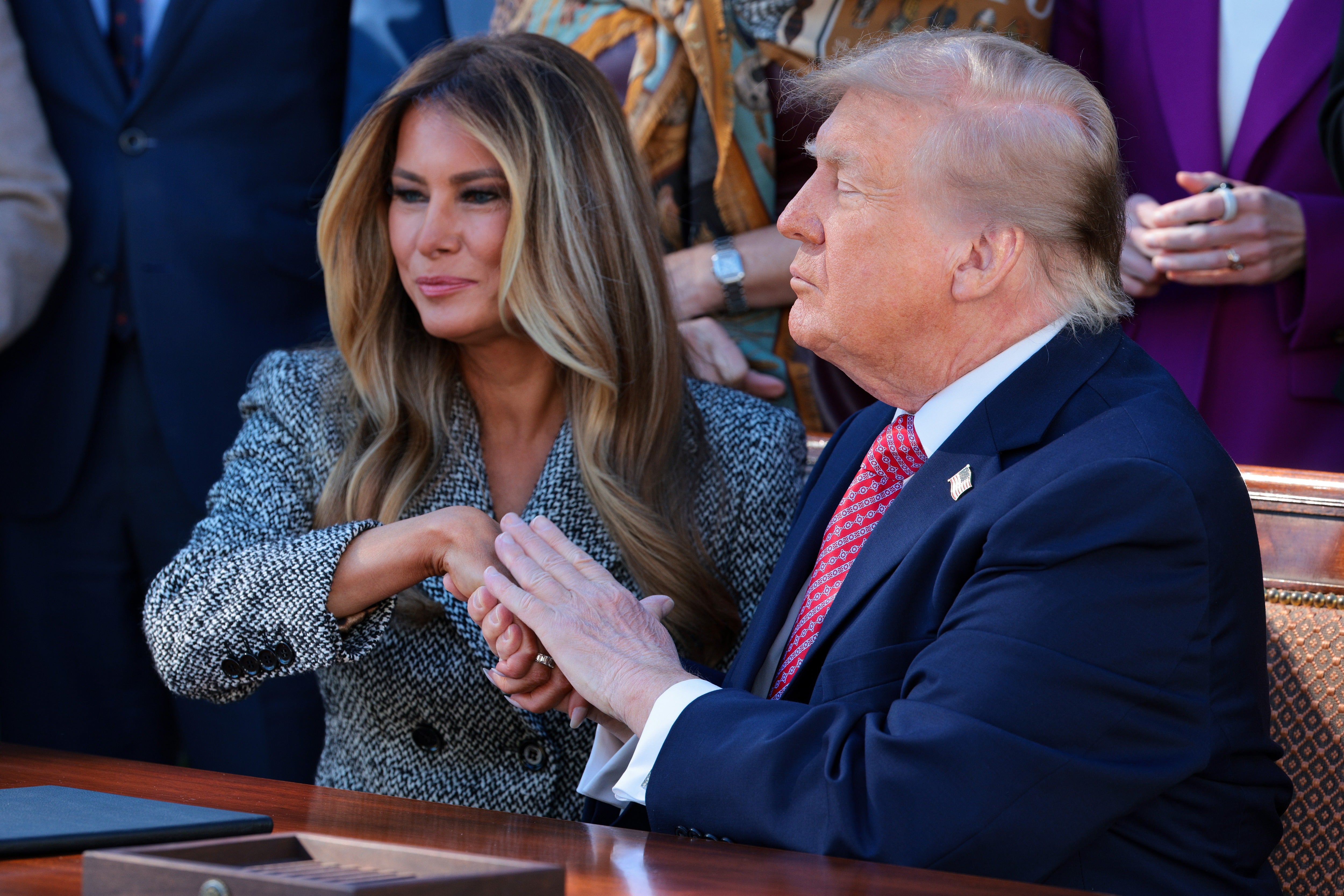 First Lady Melania Trump, seen at a Rose Garden executive order signing ceremony on Monday, helped shape the order and the task force