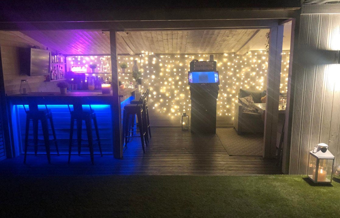 Justin and Karen Salmon's garden bar, pictured in 2023