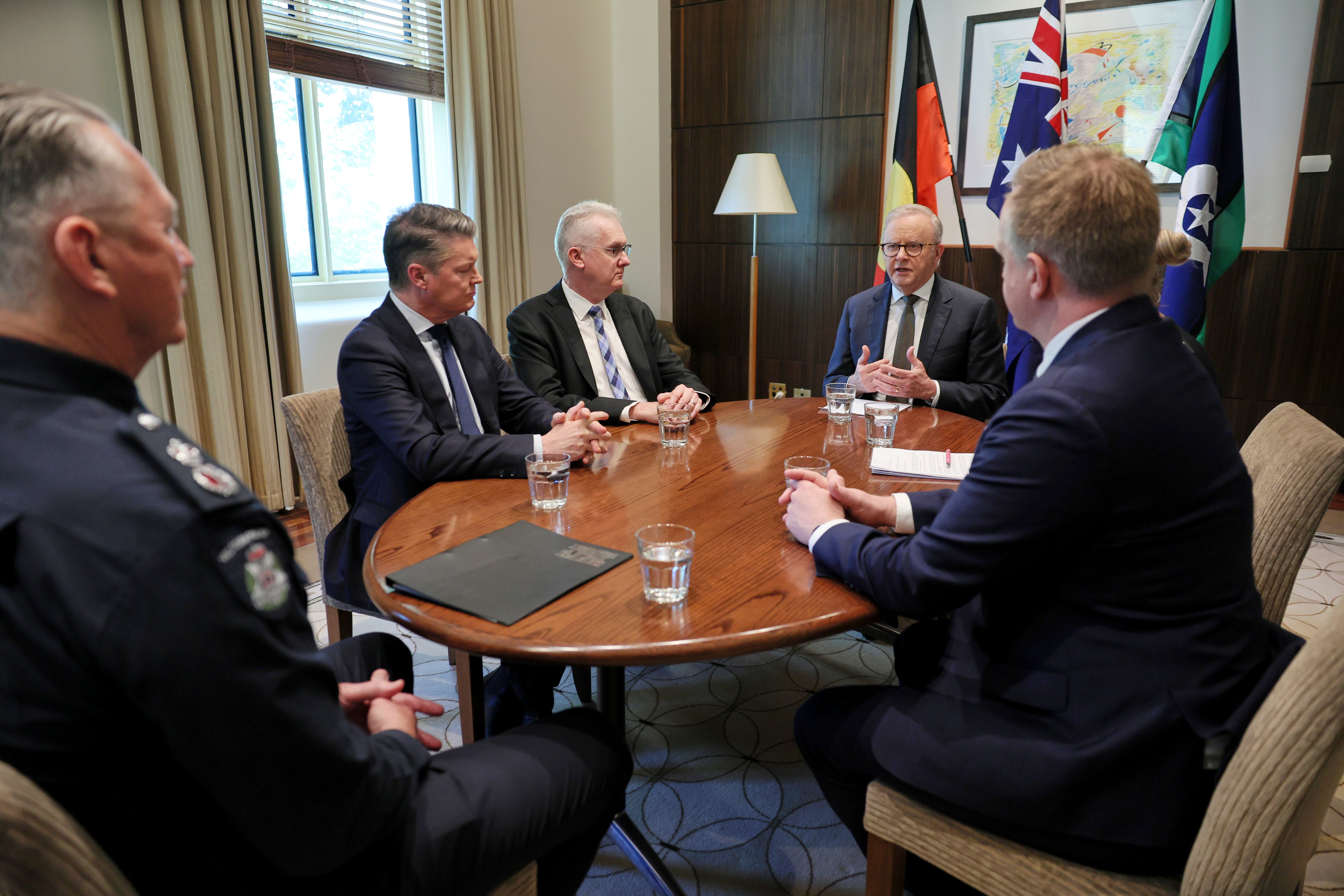 Australian prime minister Anthony Albanese holds meeting with members of administration following attack on Helen Haines in Wangaratta