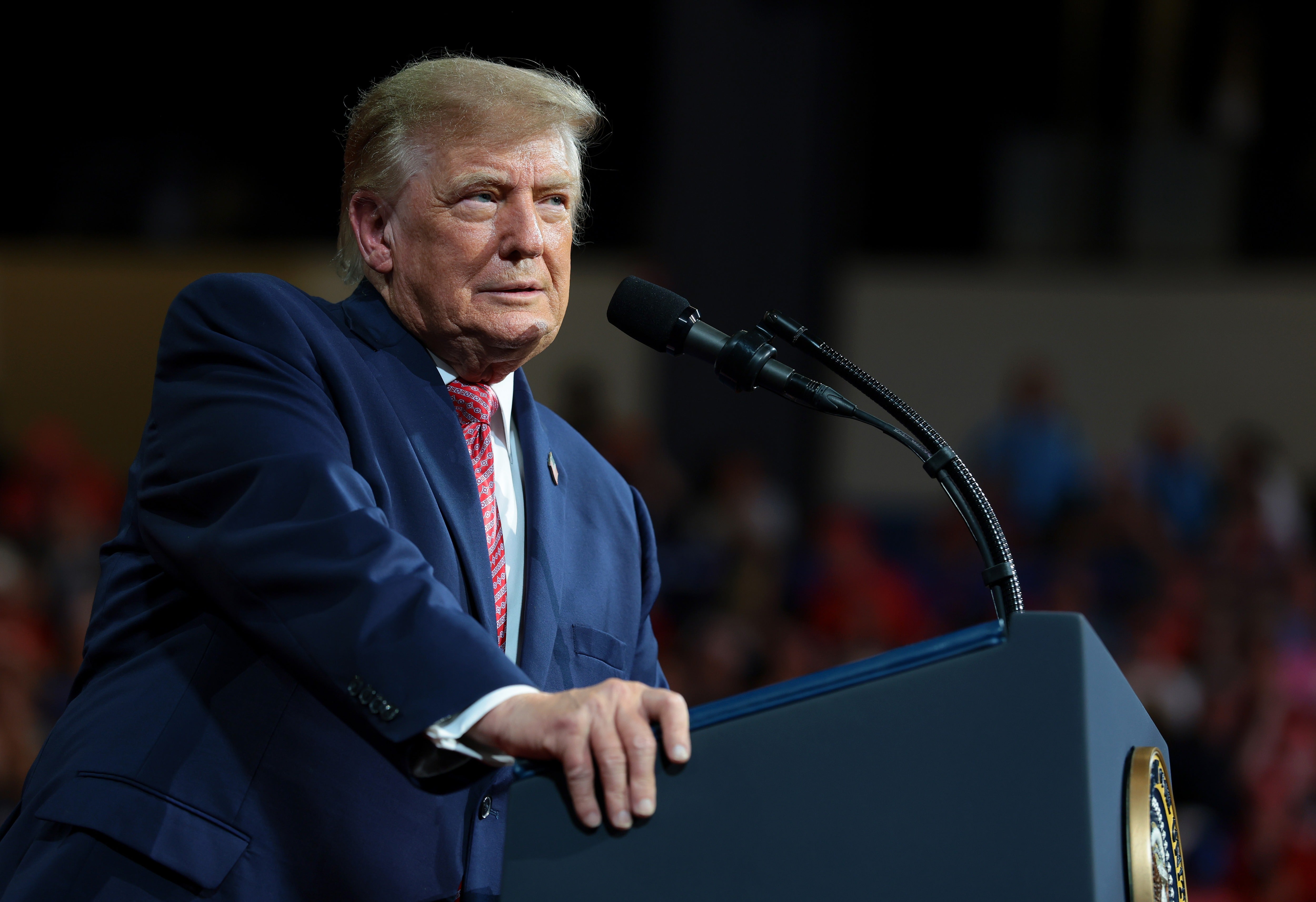 'Whatever you do, get out and vote so we can get rid of idiots like that,' Trump said in Park City Monday night after being interrupted by demonstrations, adding, 'It never ends'