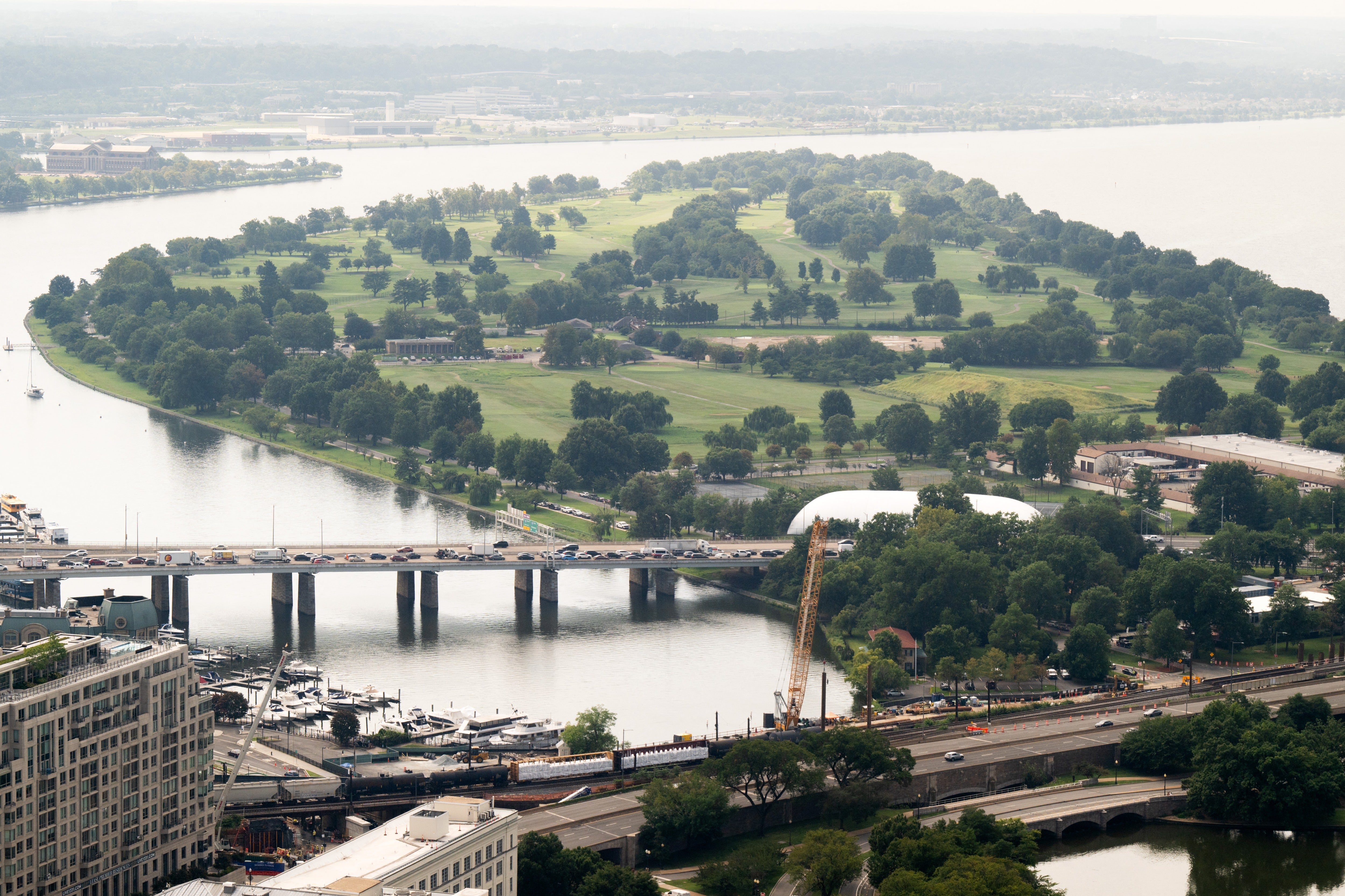 Hains Point and the East Potomac Golf Links is seen in Washington, DC, on September 1