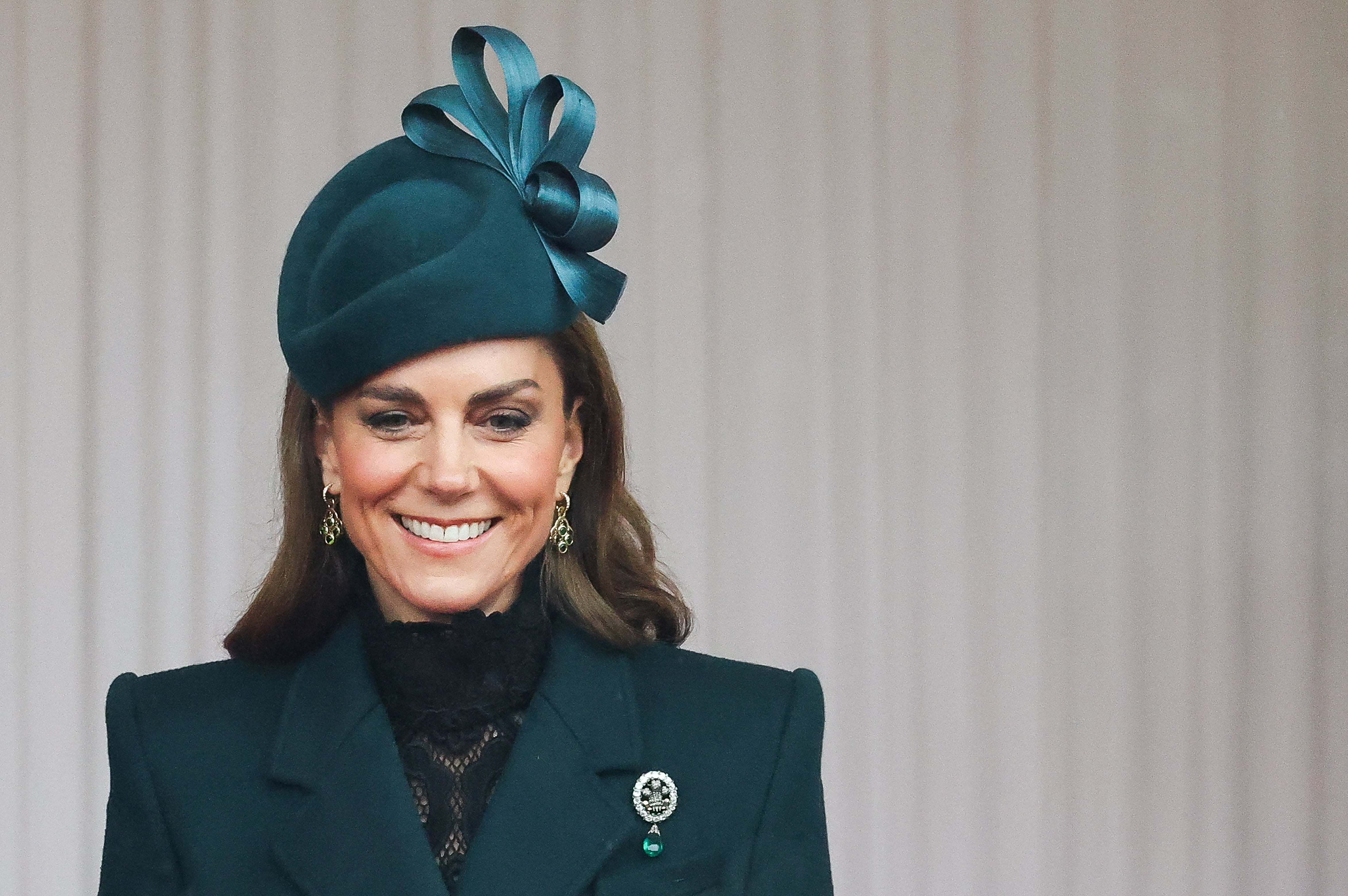 Kate wore a Juliette Botterill hat and a coat made by Sarah Burton for Alexander McQueen