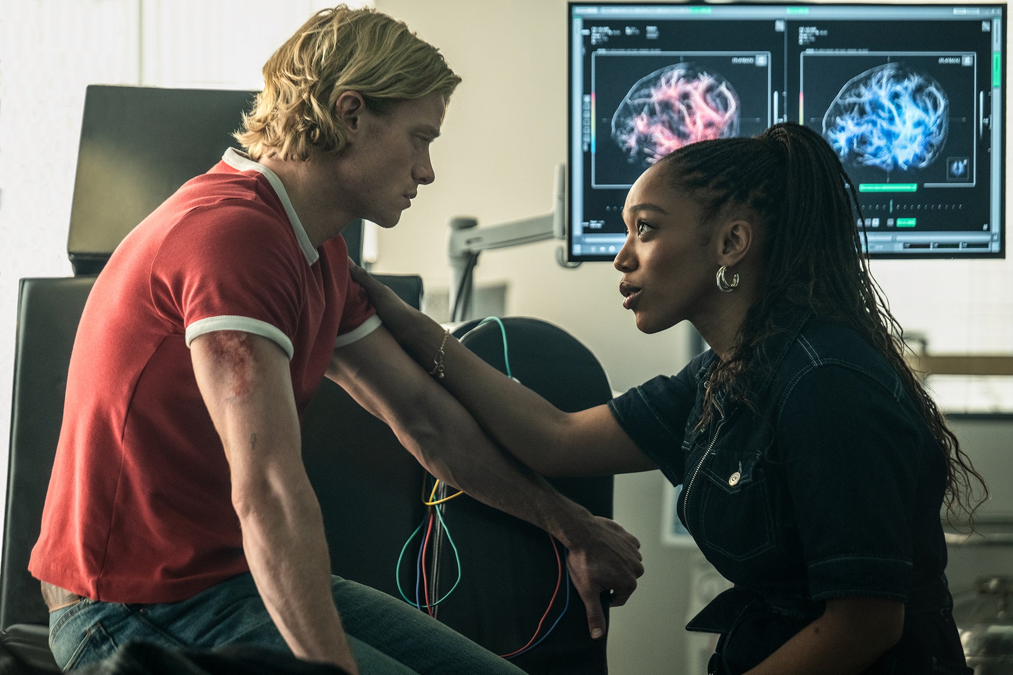Tom Rhys Harries and Naomi Ackie in ‘Clayface’