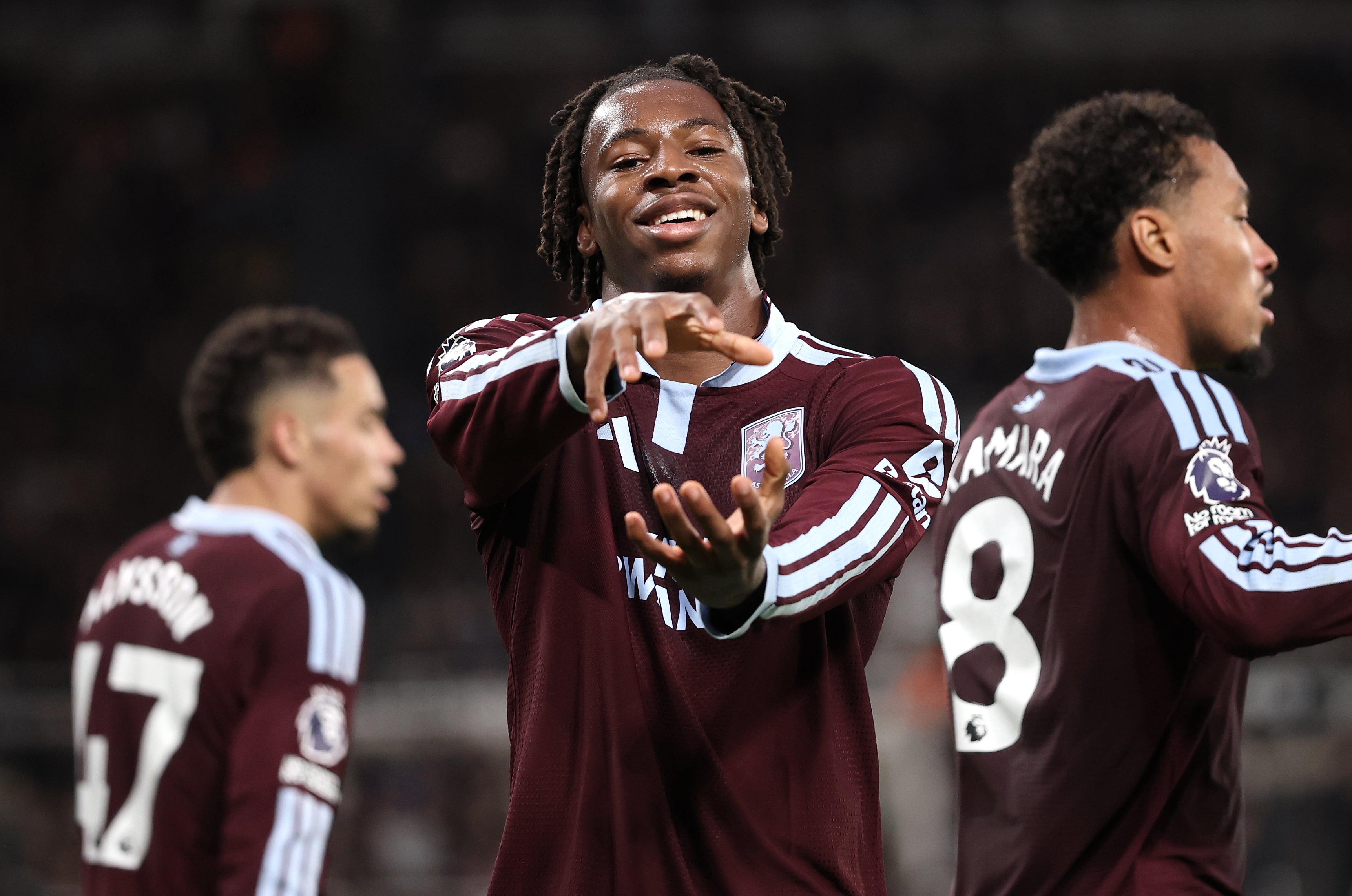 Johan Manzambi celebrates his goal against Newcastle United