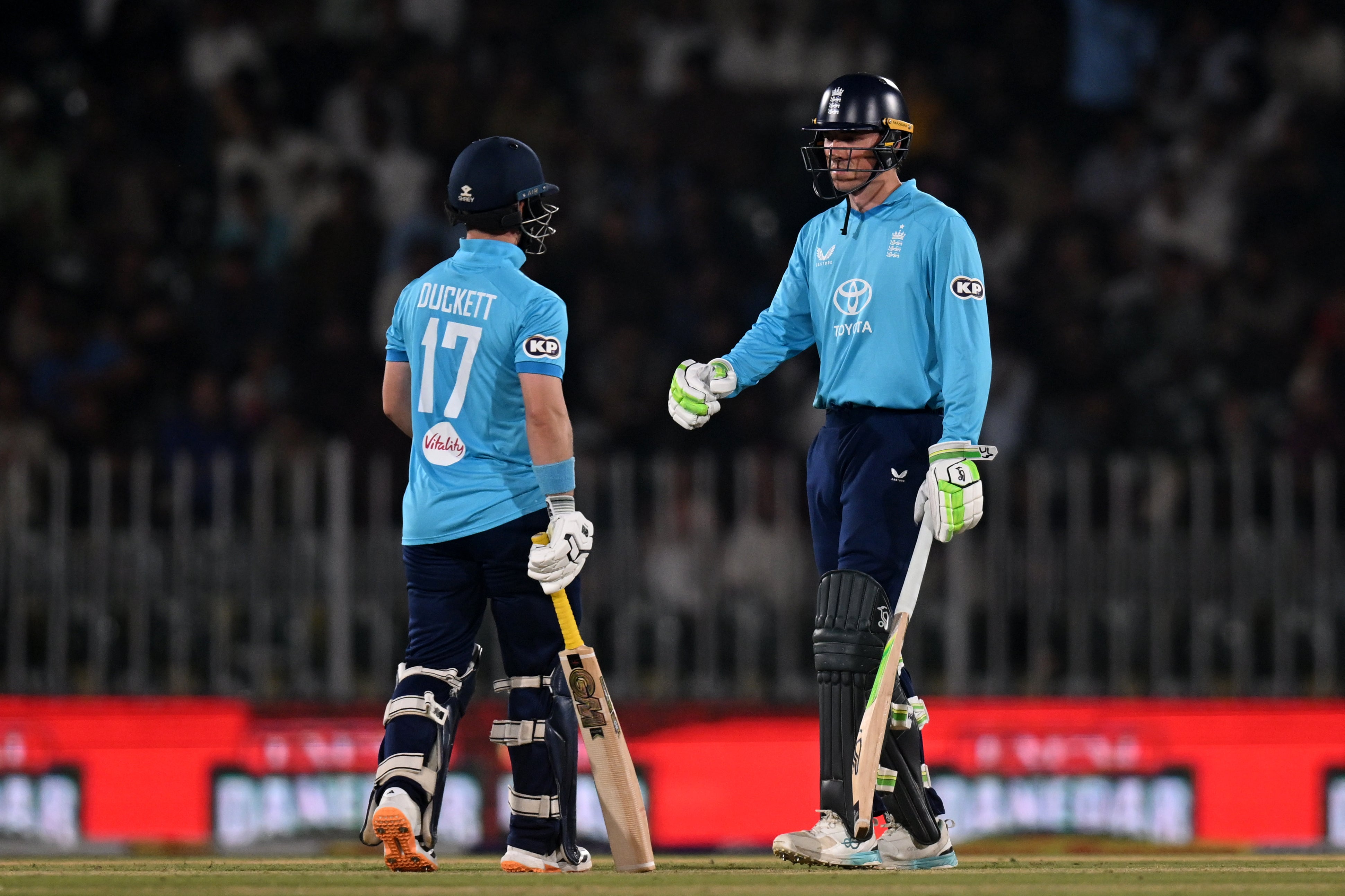 England fell apart after a strong opening partnership between Tom Banton and Ben Duckett
