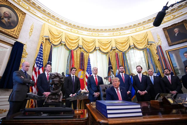 Trump noted he was in the Oval with 'JD and the untouchables' that included Vice President JD Vance, Dr. Mehmet Oz and deputy chief of staff Stephen Miller