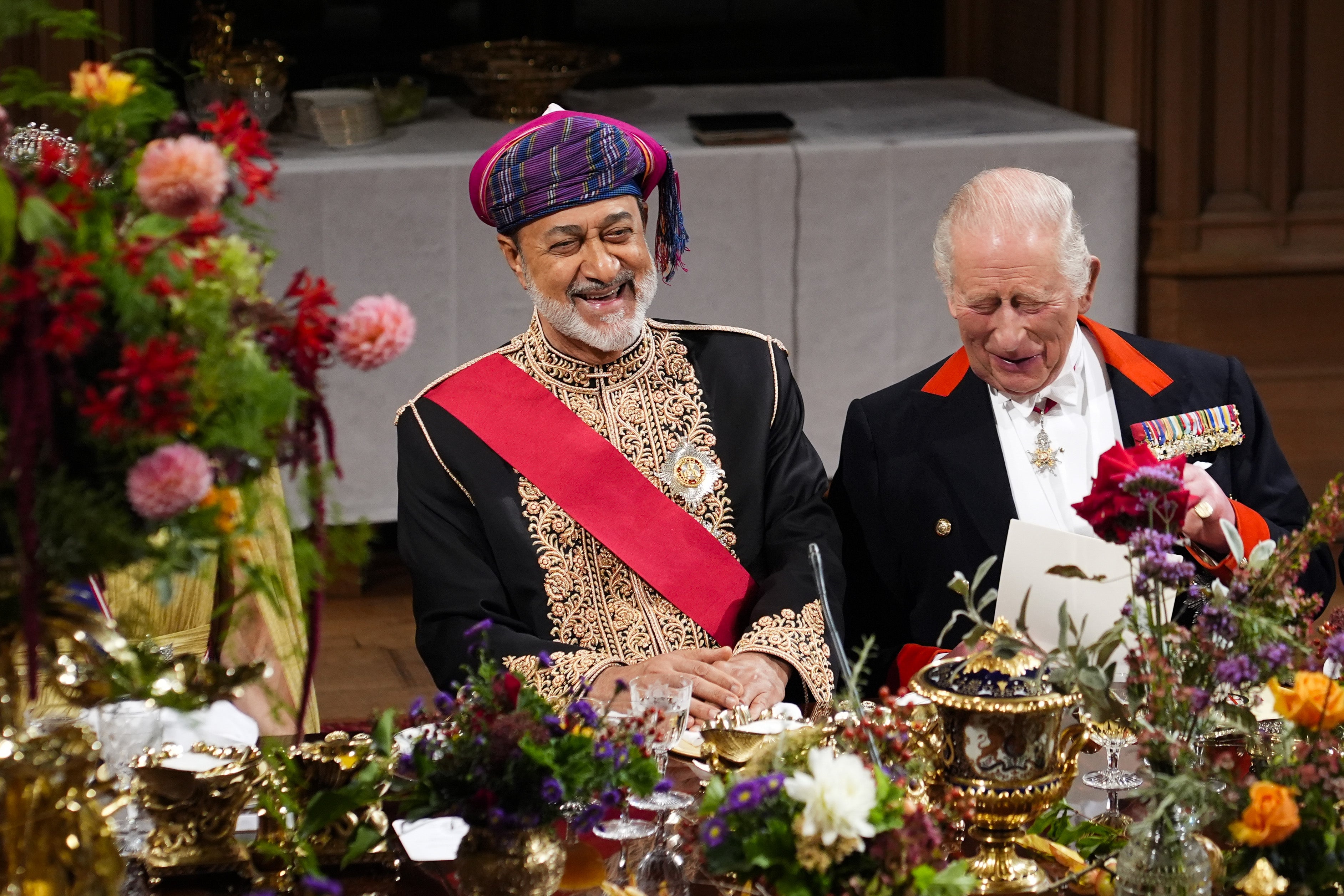 The Sultan of Oman joined King Charles at a state banquet on Tuesday
