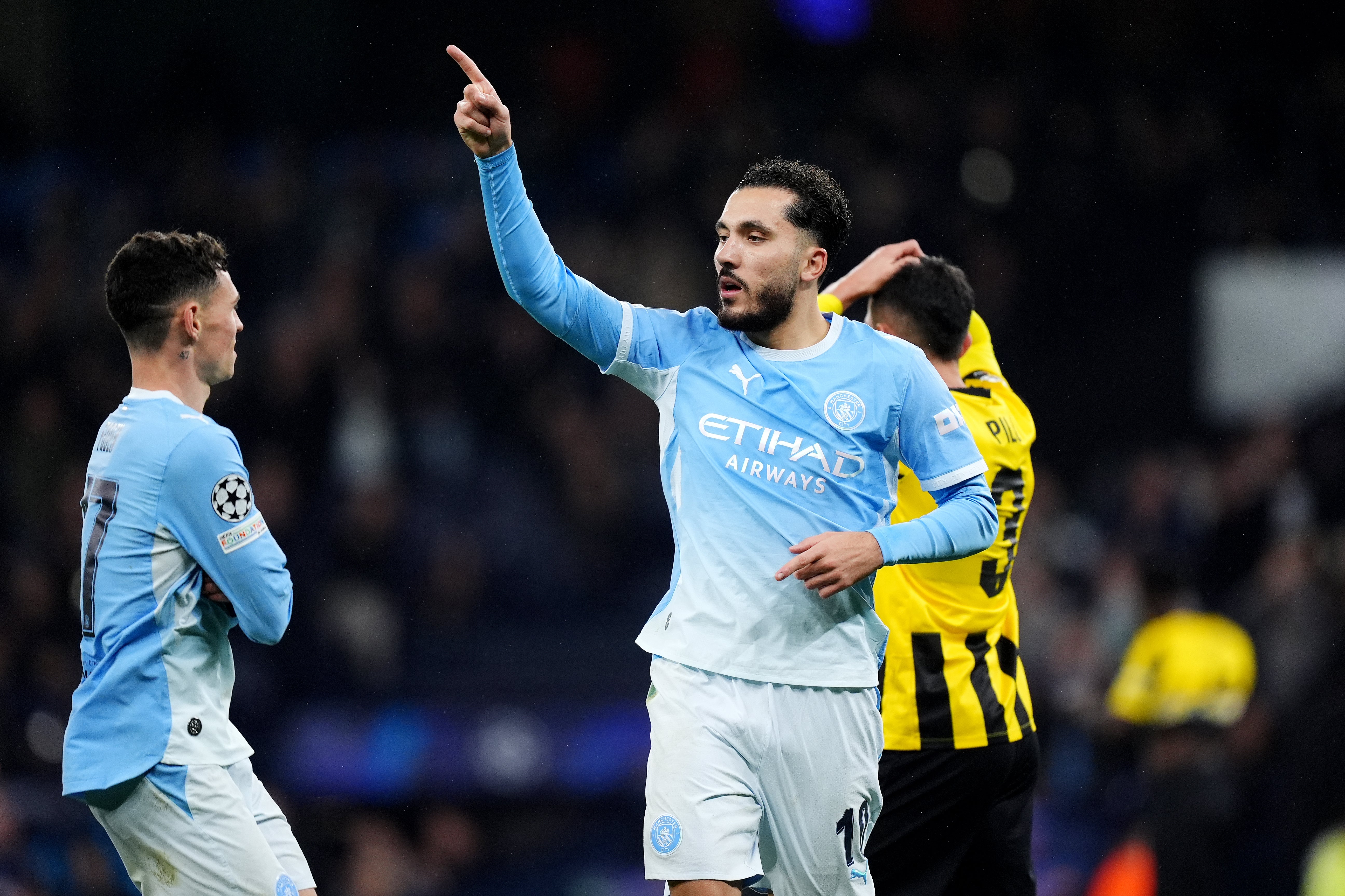 Manchester City’s Rayan Cherki got in on the act (Mike Egerton/PA)