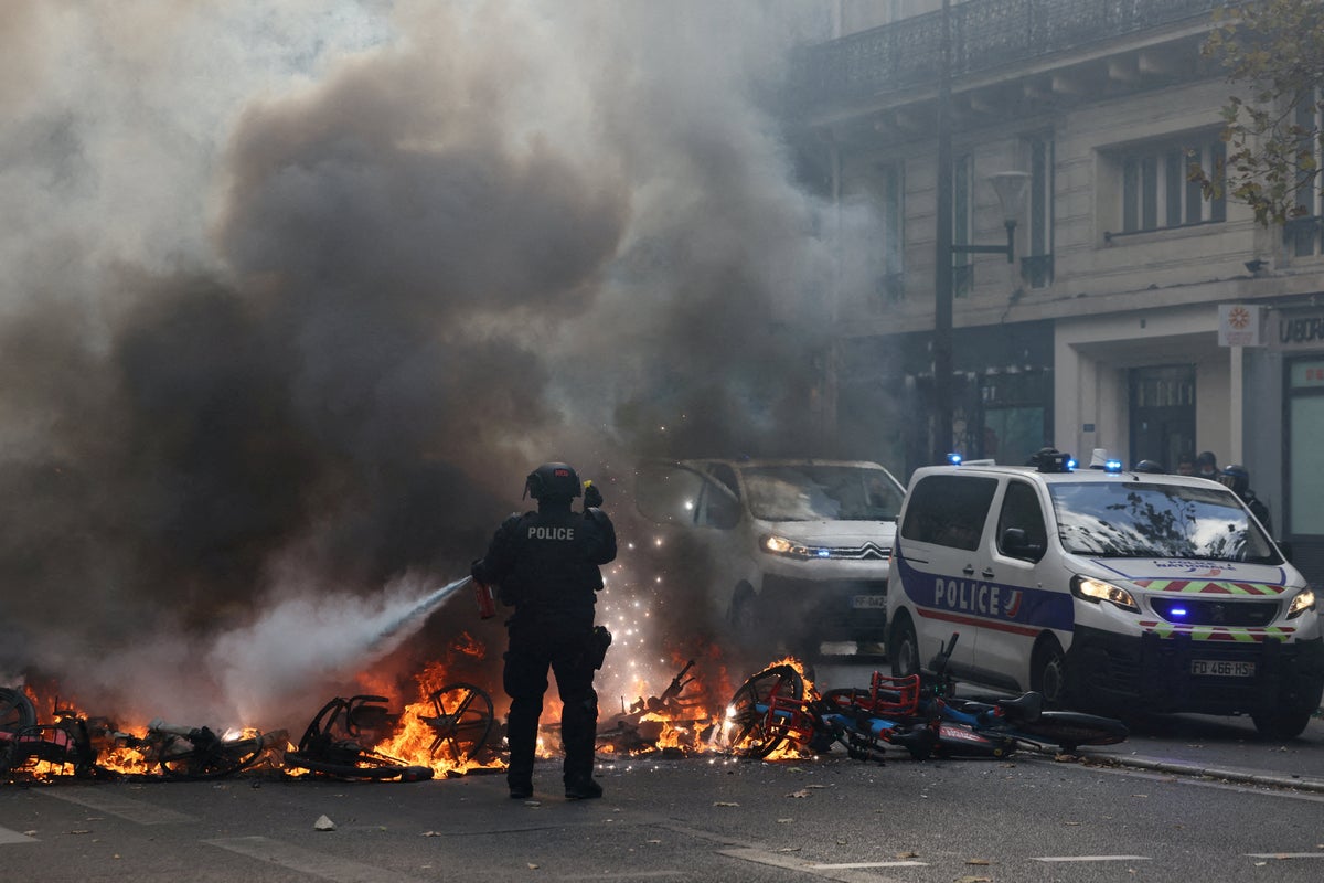 France protests latest: Suspect arrested over city hall fire as French PM says curfews are working