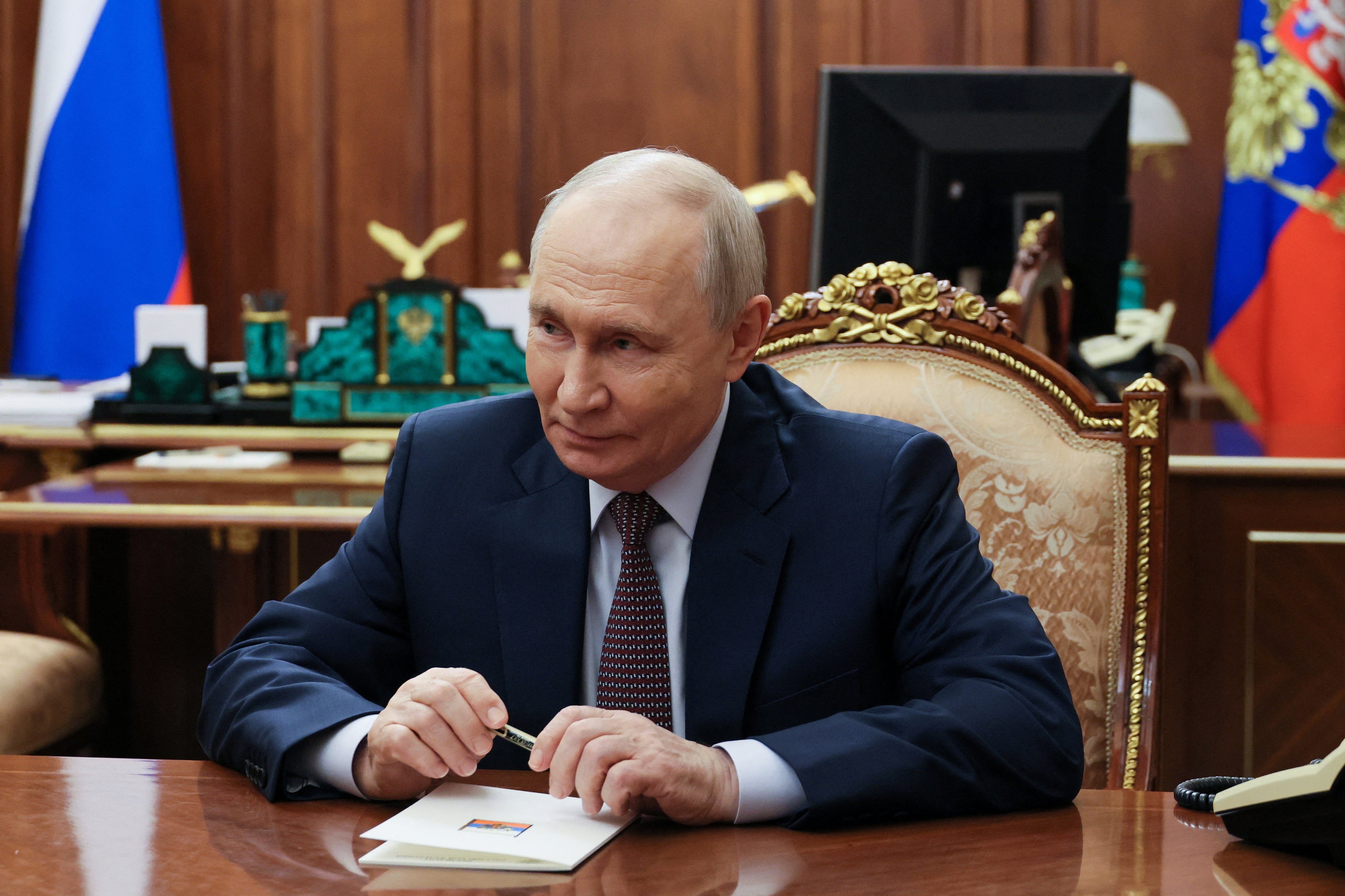 Vladimir Putin, pictured in Moscow on Monday, met with Witkoff and suggested new deals with the US