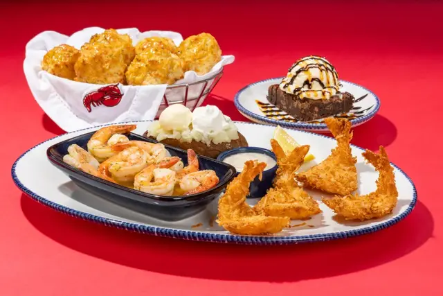 The Feast Four Me! deal lets diners choose two shrimp flavors from five options, plus a side, signature biscuits and a warm brownie sundae for $12.99