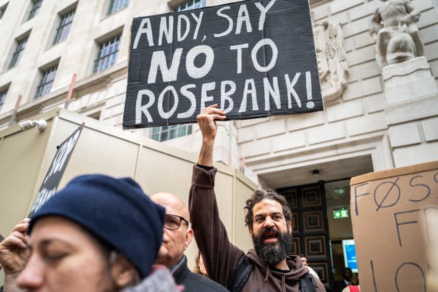 A decision on Rosebank is being made separately (Fossil Free London/PA)