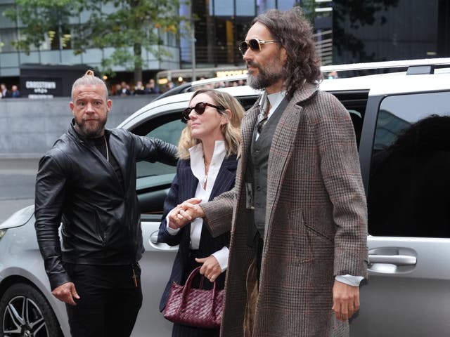Russell Brand attended the trial with his wife, Laura Gallacher