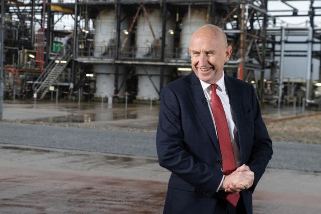 Chancellor John Healey during a visit to Shell UK’s St Fergus Gas Terminal in Peterhead, Aberdeenshire, following the announcement of the Government’s decision on the future of the Jackdaw gas field (Paul Reid/PA)