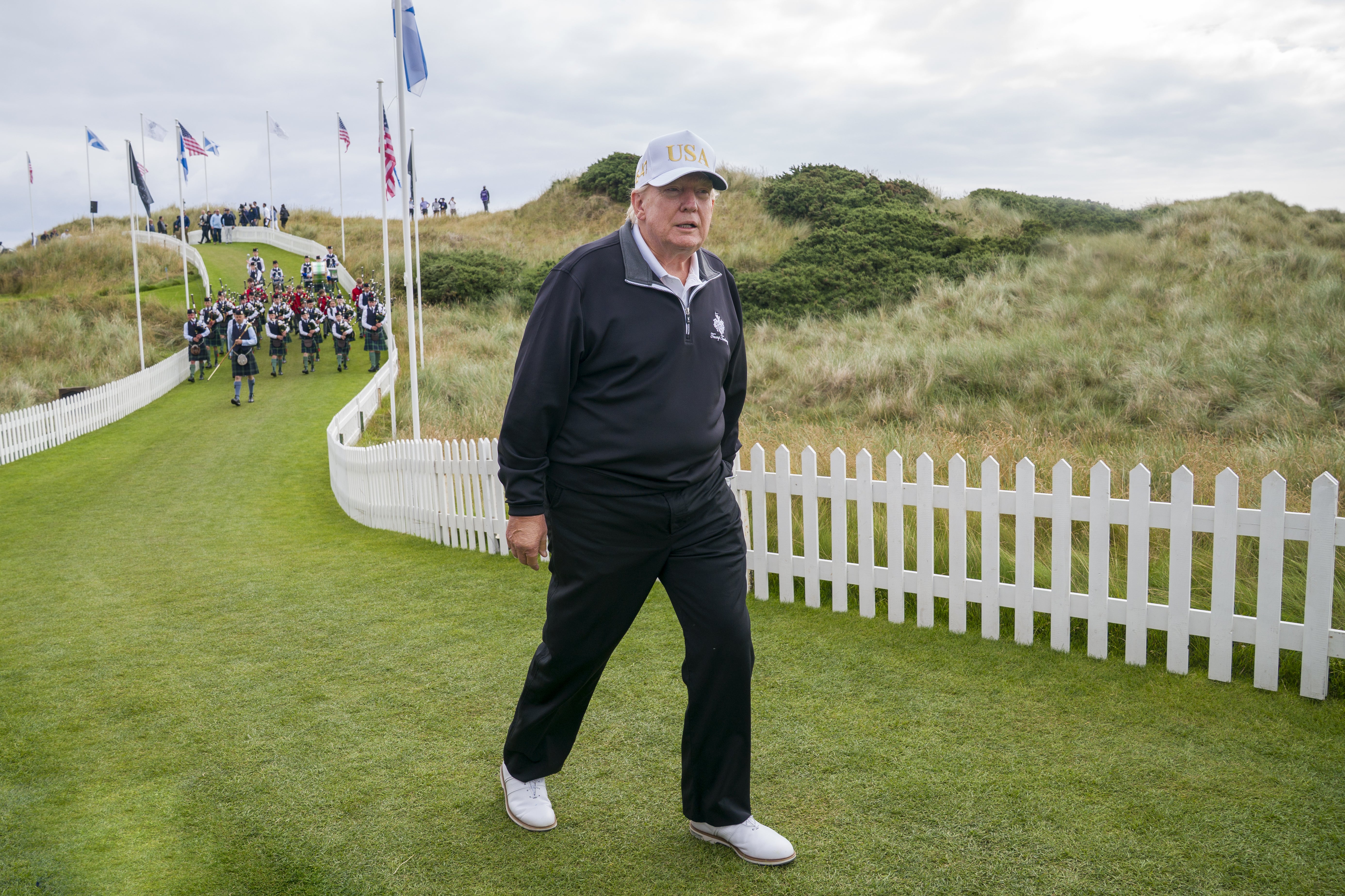 Donald Trump lost a legal battle with the Scottish Government to stop a wind turbine development visible from his Aberdeenshire golf course (Jane Barlow/PA)