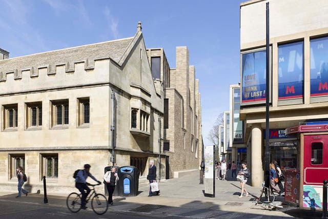 An artists' impression of the planned new Christ's College library backing onto Christ's Lane, Cambridge