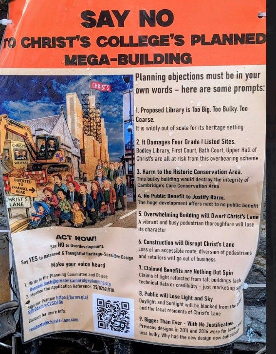 The Christ's Lane Action Group claims that the proposed library is 'too big, too bulky, too coarse'