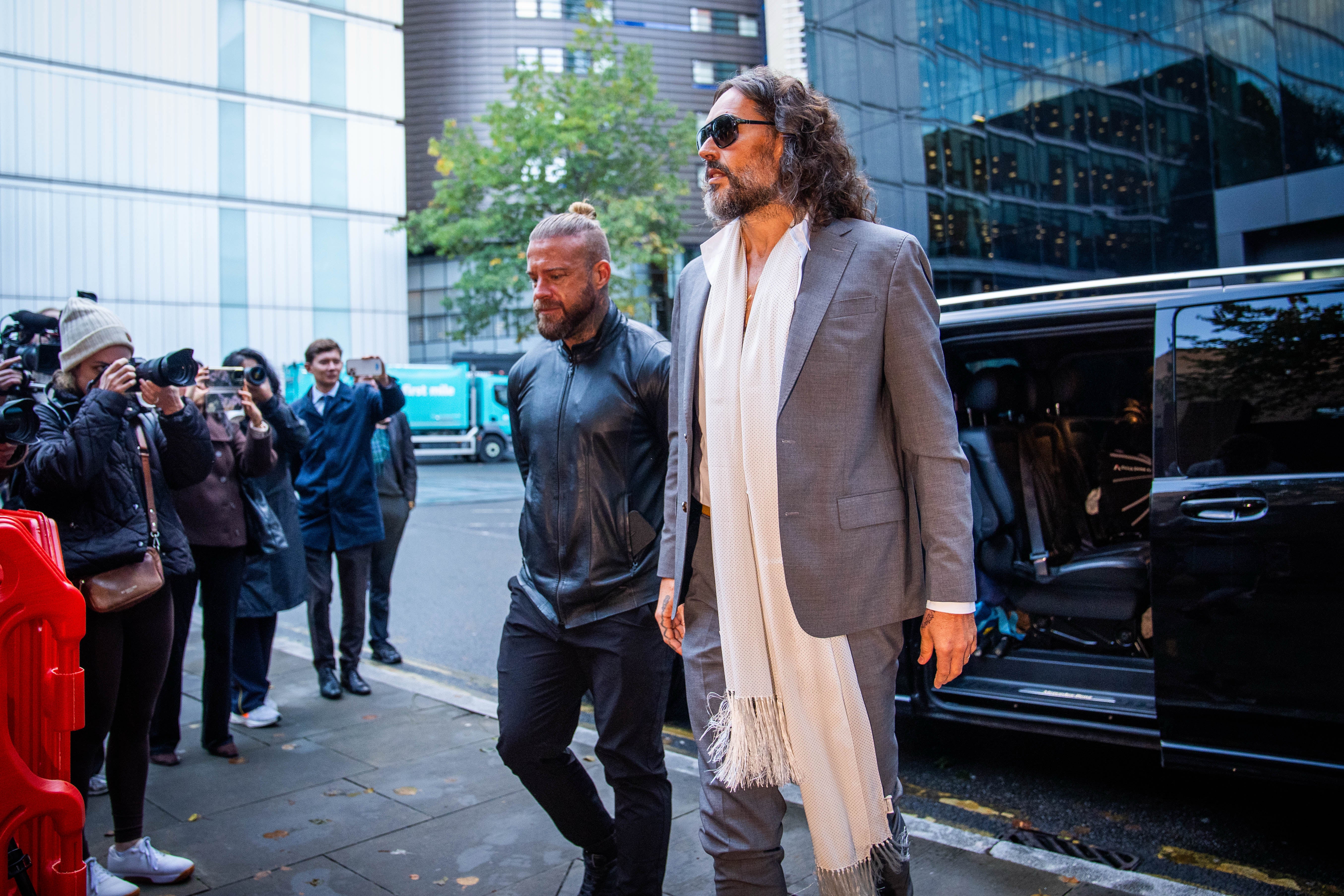 Russell Brand arriving at Southwark Crown Court on Thursday