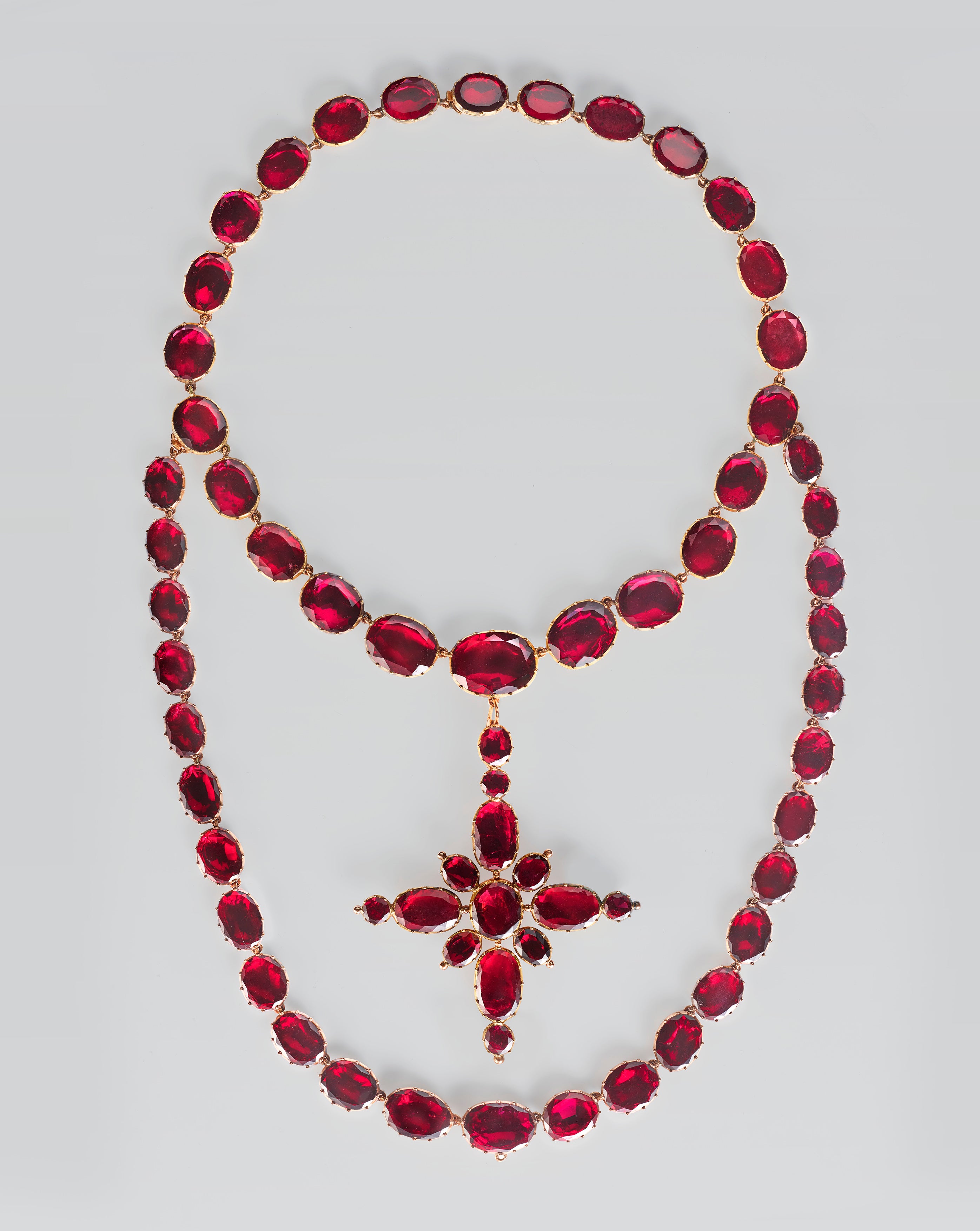 A necklace from Queen Charlotte’s set of garnet jewels, dating from the late 18th century